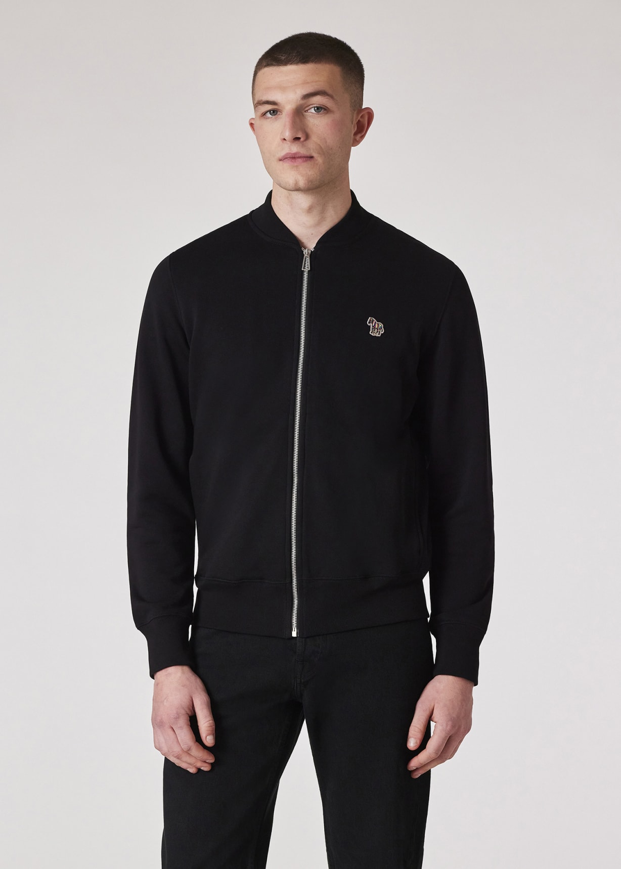 Paul Smith ブラックジャケット Mサイズ Men's Black Zebra Logo Organic Cotton Bomber Jacket