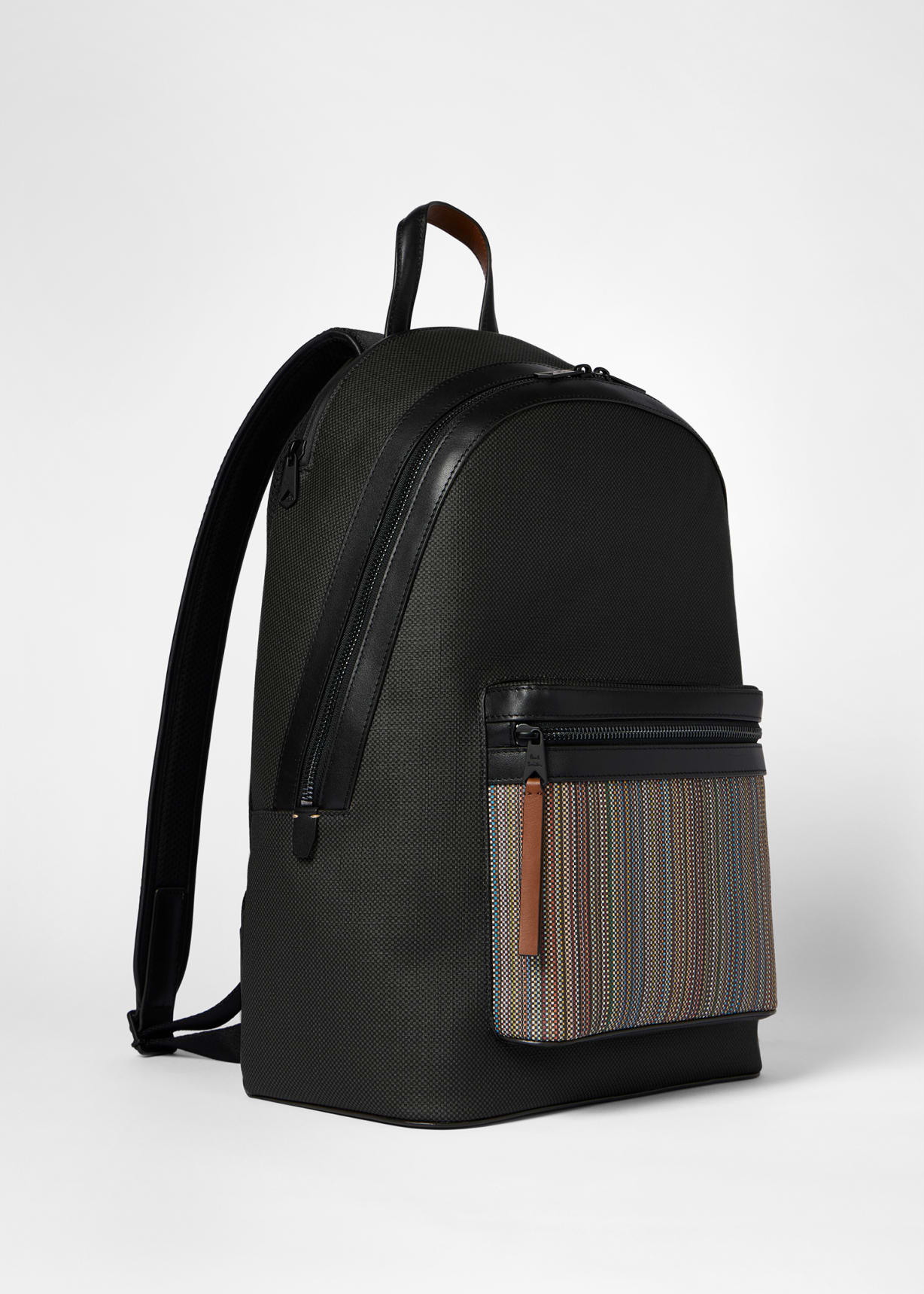 Coated Canvas 'Signature Stripe' Pocket Backpack
