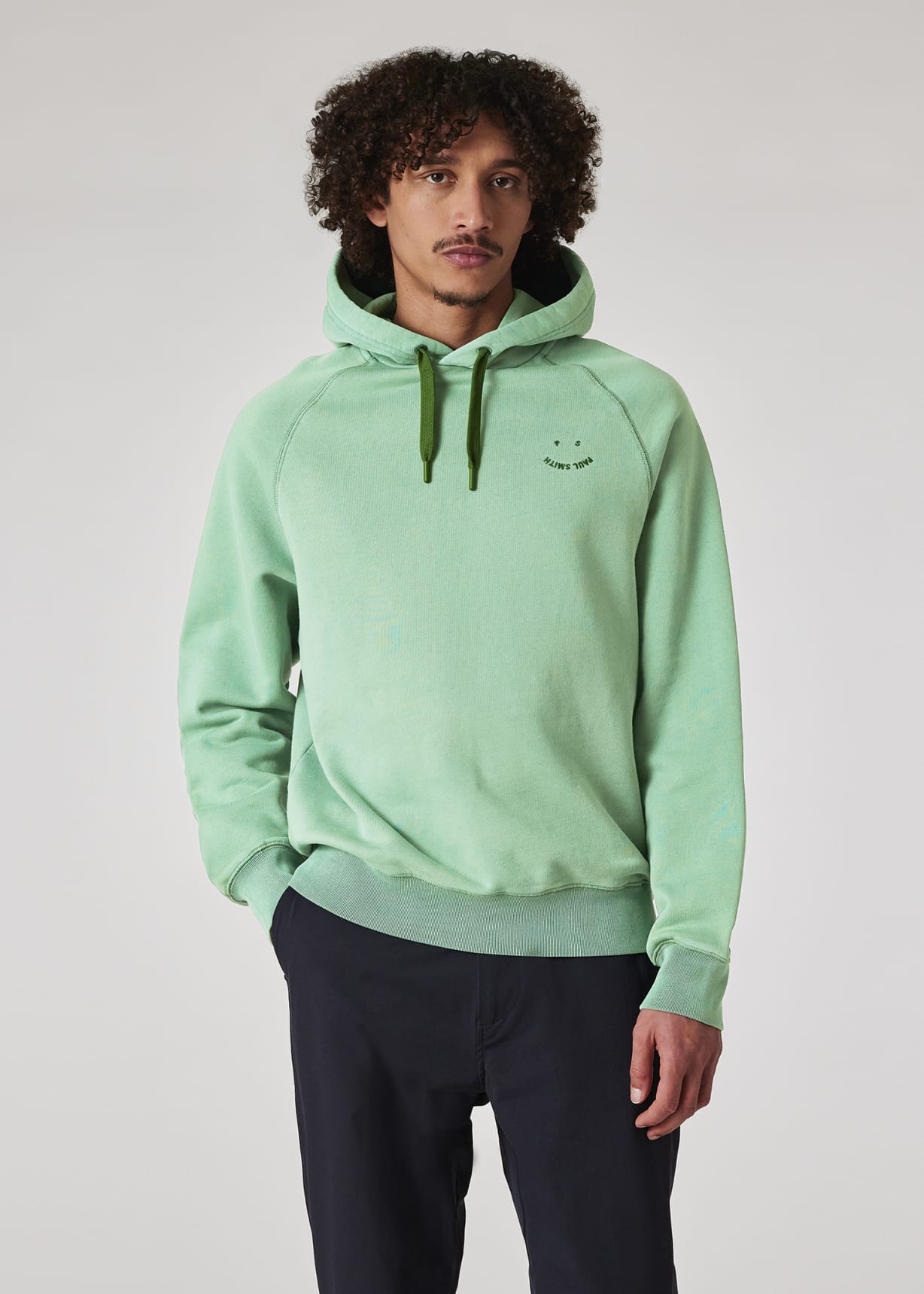 Men's Washed Green 'Happy' Hoodie