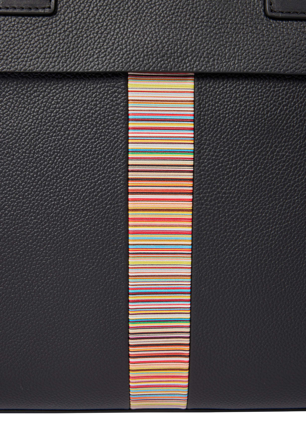 Men's Black Leather 'Signature Stripe' Trim Double-Zip Folio