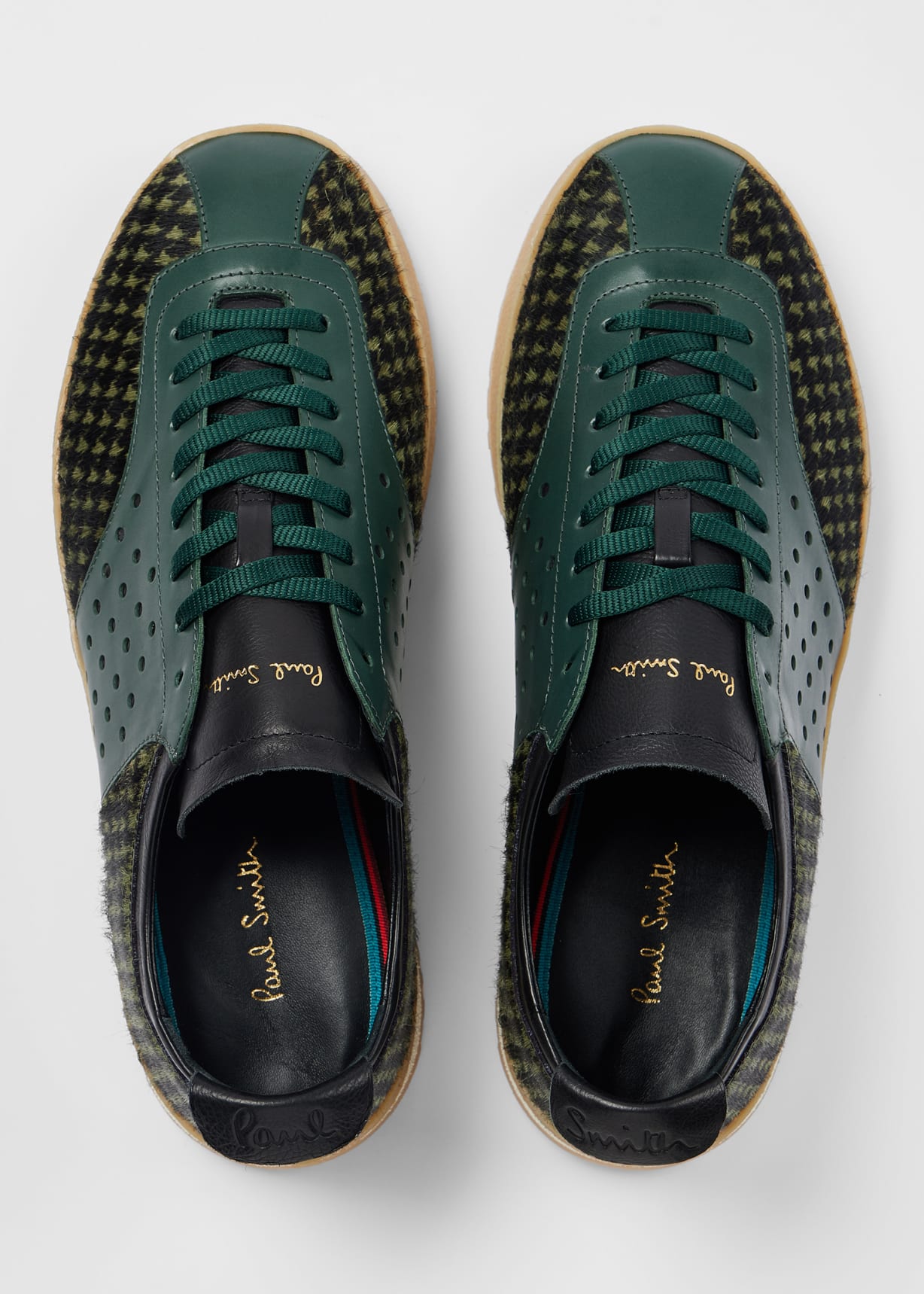 TOMO　Paul Smith x Ermenegildo Zegna Men's Green Houndstooth 'Zephyr' Trainers