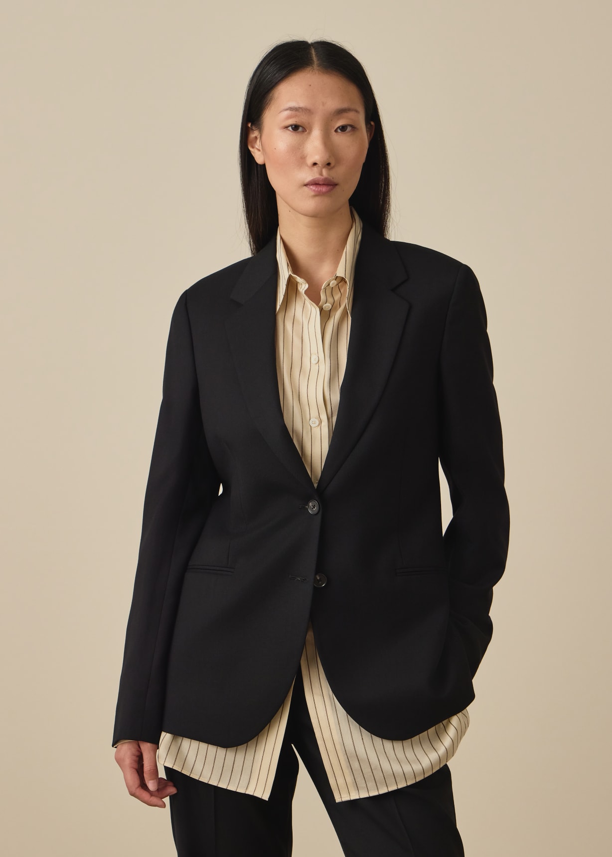 Women's A Suit To Travel In - Black Wool Two-Button Blazer