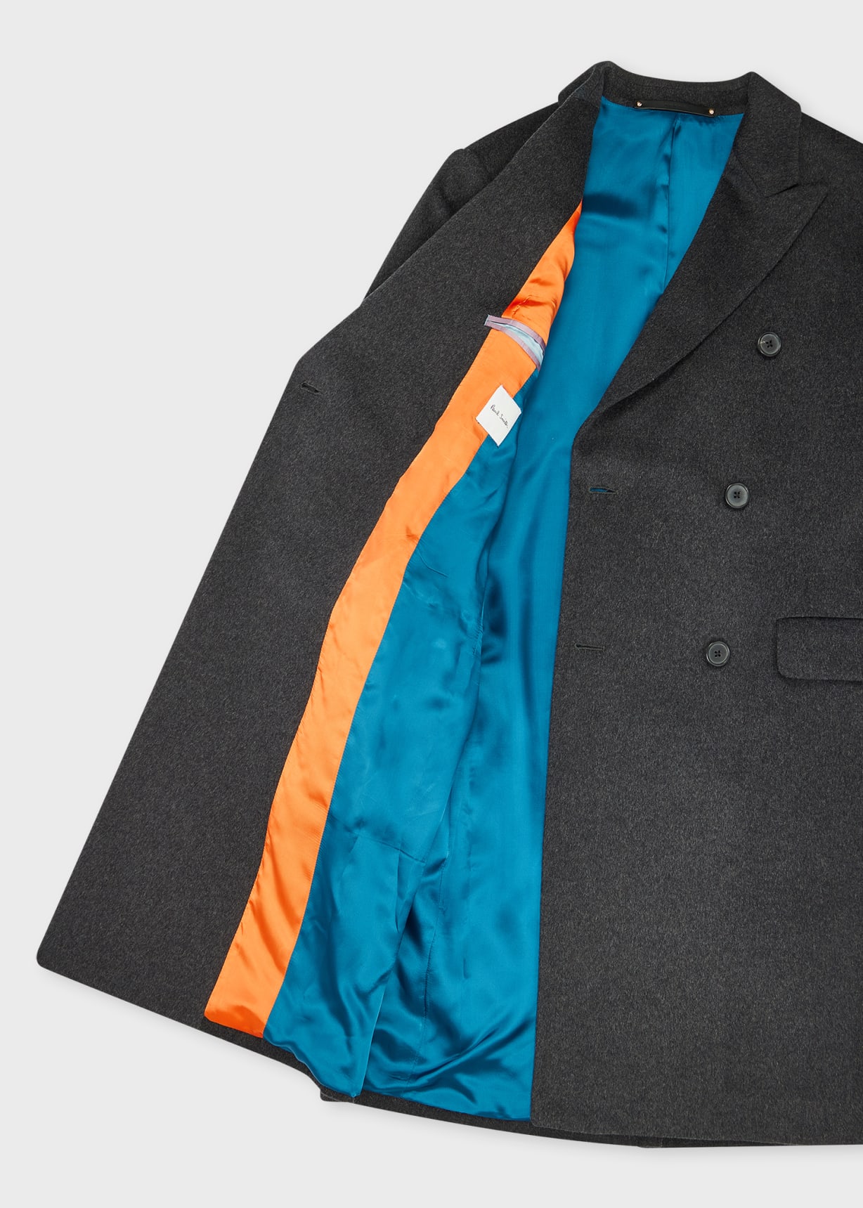 Charcoal Wool-Cashmere Blend Double Breasted Overcoat