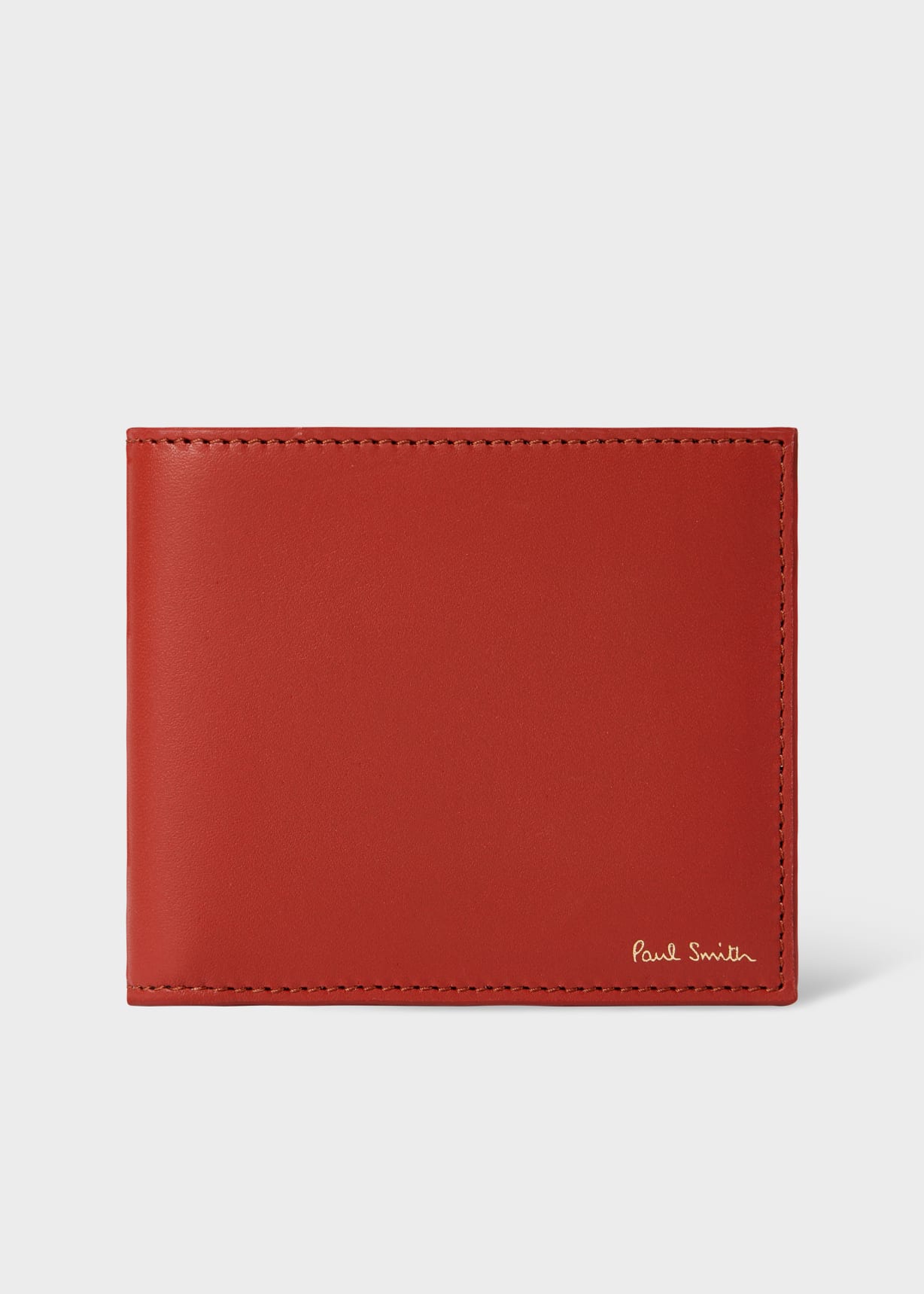 Men's Brick Red Leather 'Signature Stripe' Interior Billfold And