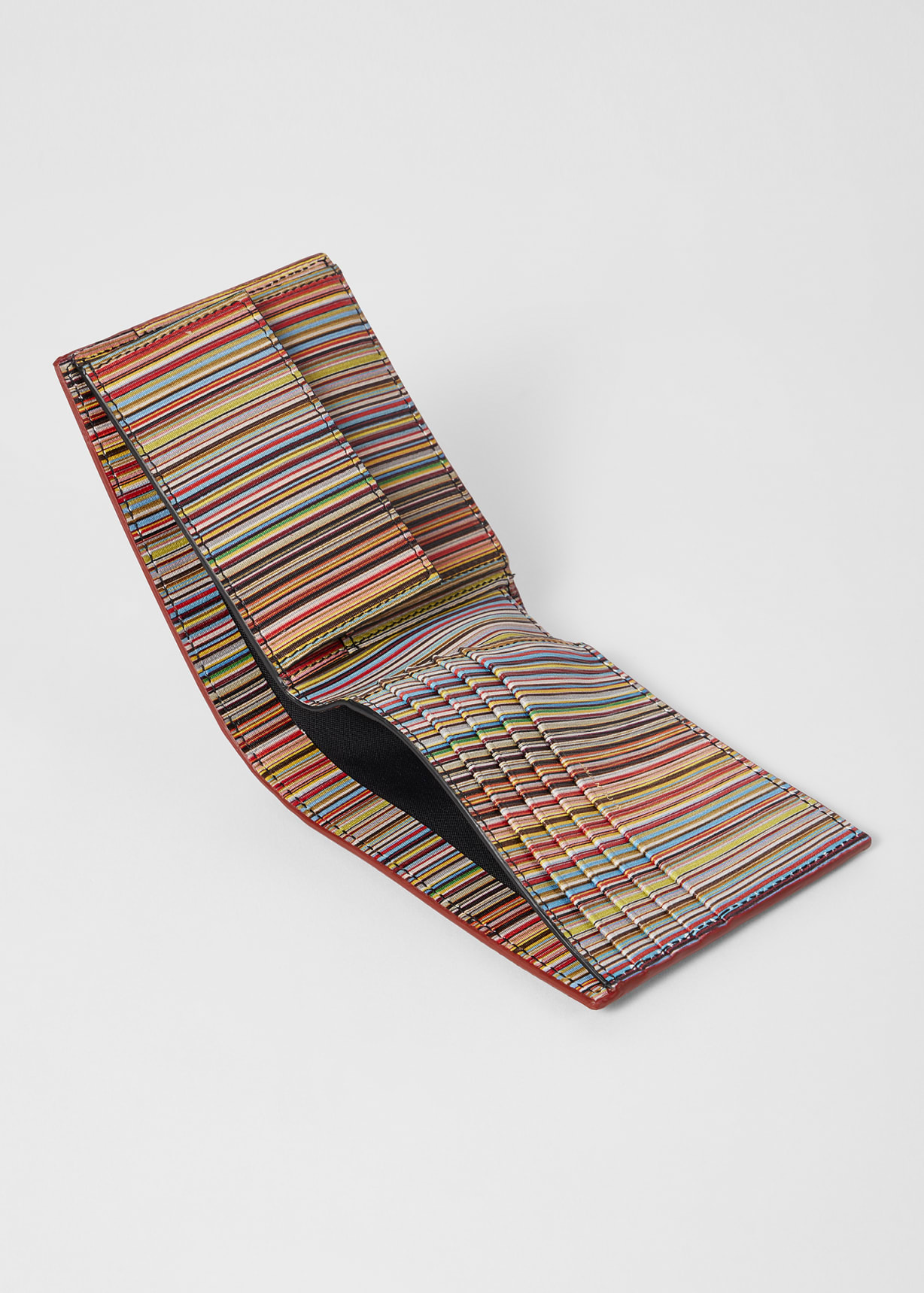 Men's Brick Red Leather 'Signature Stripe' Interior Billfold And