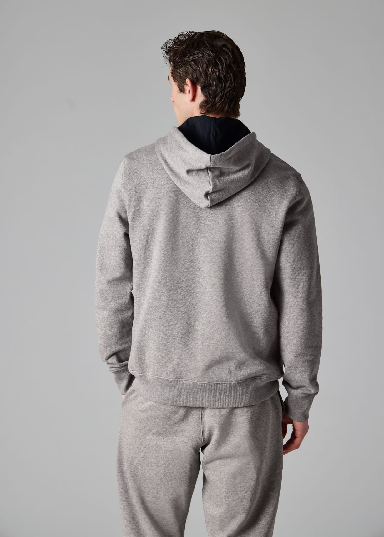 Grey Cotton Zip-Front Zebra Logo Hoodie
