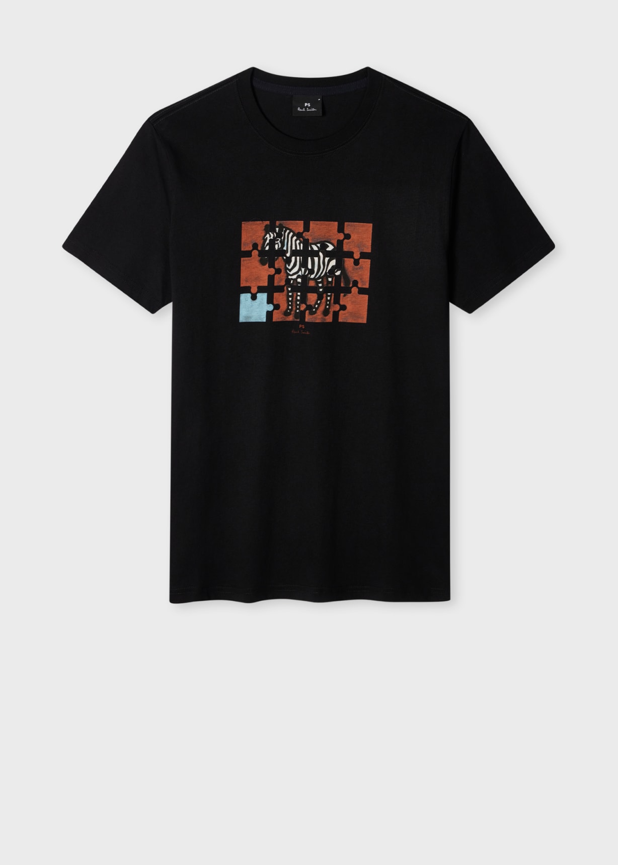 Men's Slim-Fit Black 'Zebra Jigsaw' Print T-Shirt