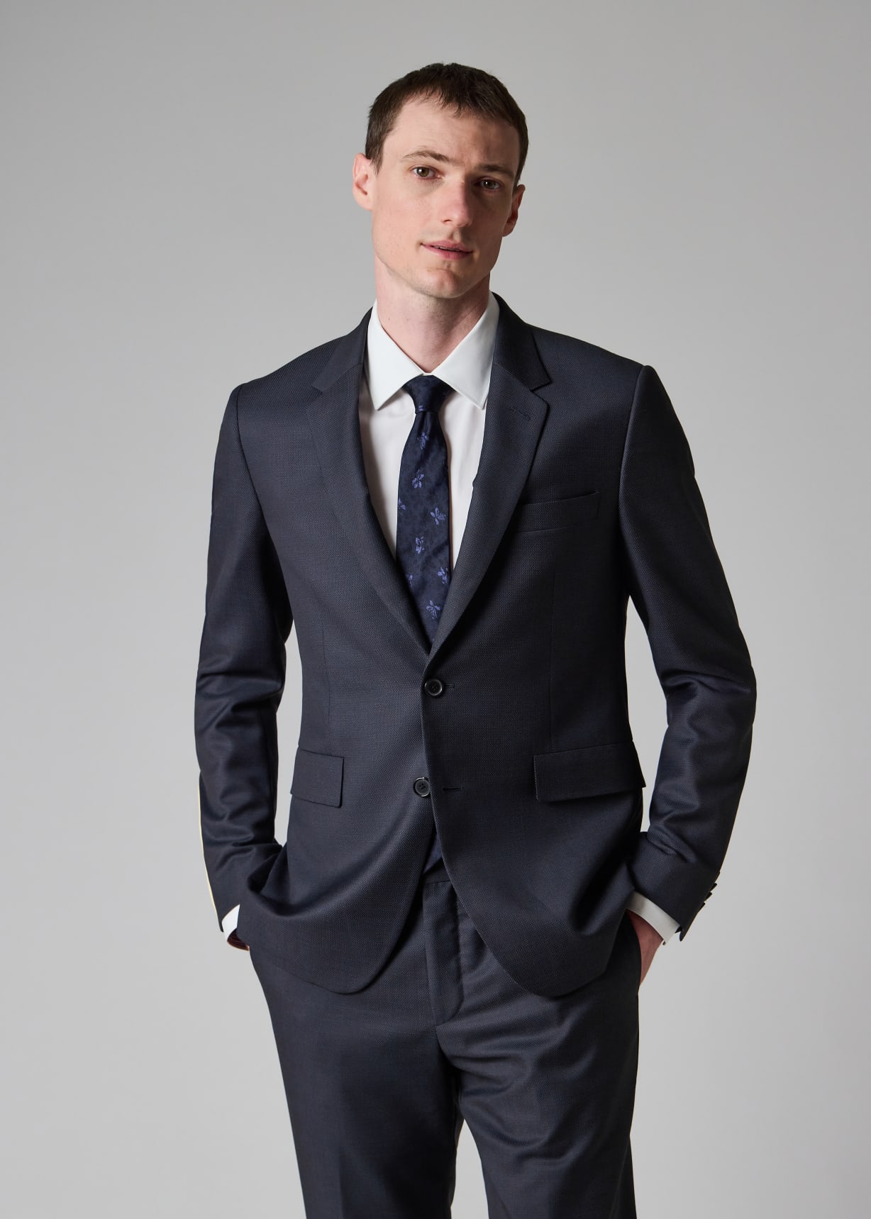 The Kensington - Men's Slim-Fit Dark Navy Pin Dot Wool Suit