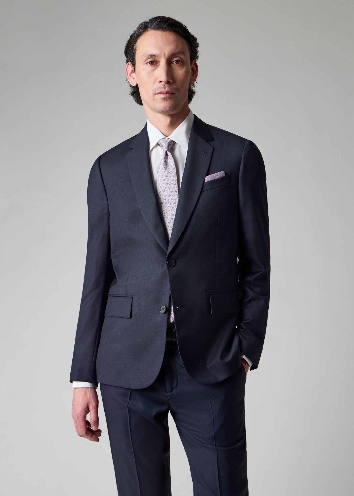 Paul Smith SOHO FIT ストライプ スーツ ネイビー The Soho - Tailored-Fit Navy Sharkskin Suit