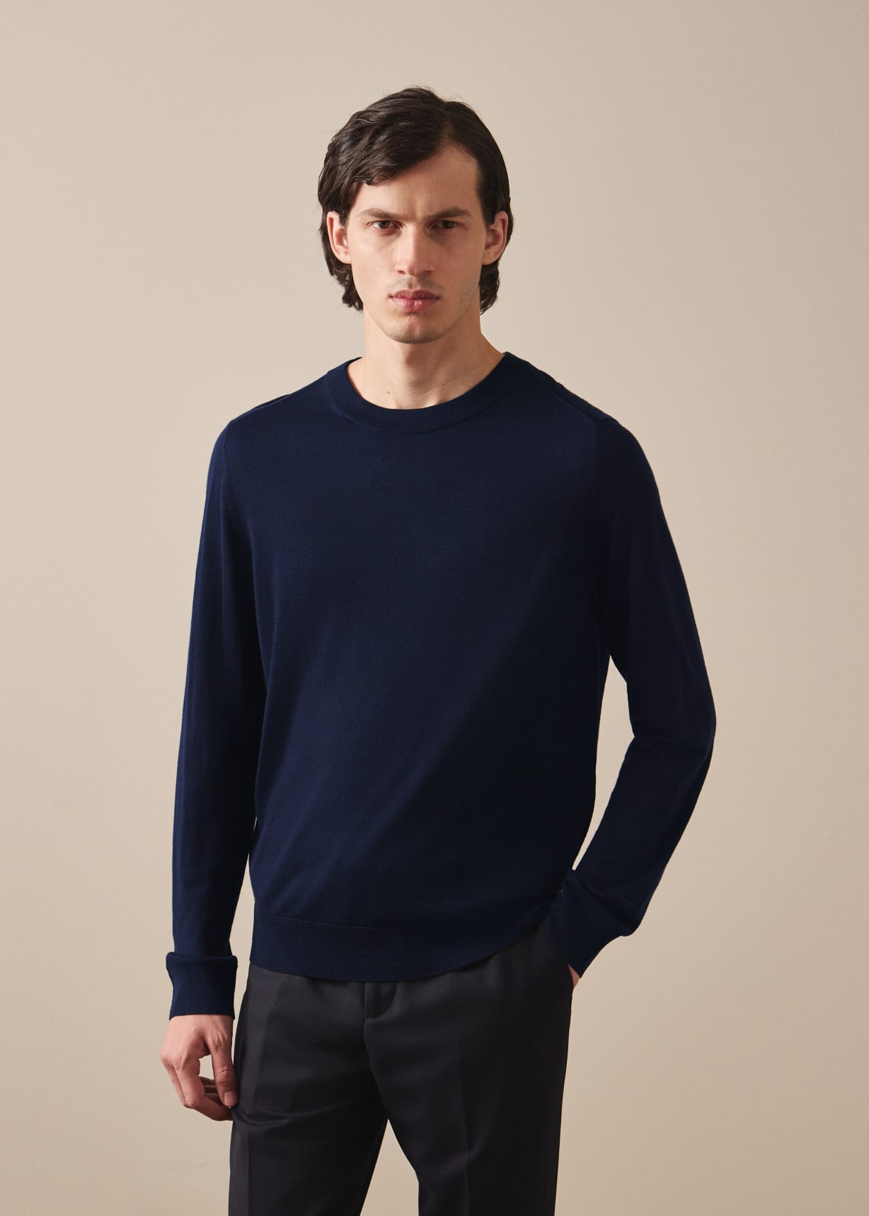 ニット/セーター Paul Smith WOOL CREW NECK SWEATER Navy Blue Merino Wool Sweater