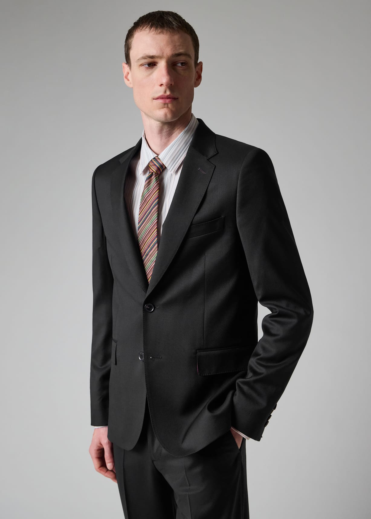 “Paul smith setup suit black” Men's Tailored-Fit Black Wool Twill Two-Button Suit