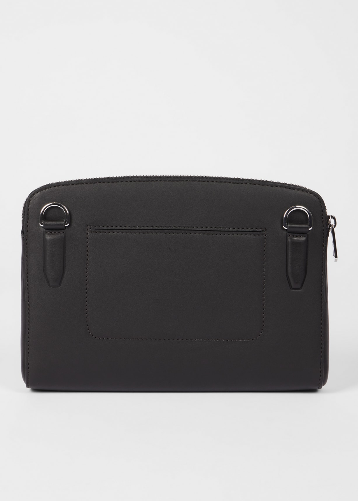Paul Smith PSN840 ショルダーウォレット ブラック Dark Brown Leather 'Shadow Stripe' Cross-Body Bag