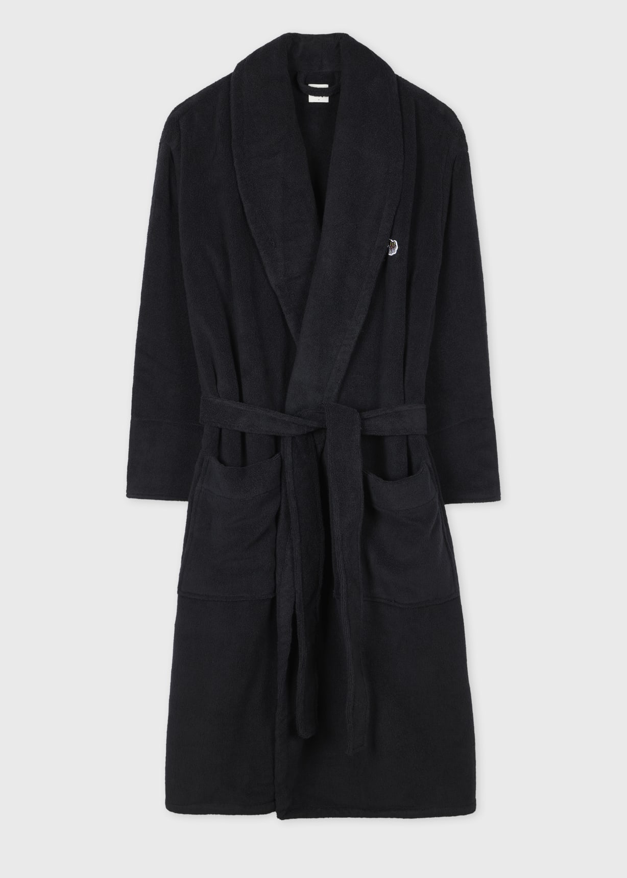 Men's Black Zebra Logo Towelling Dressing Gown