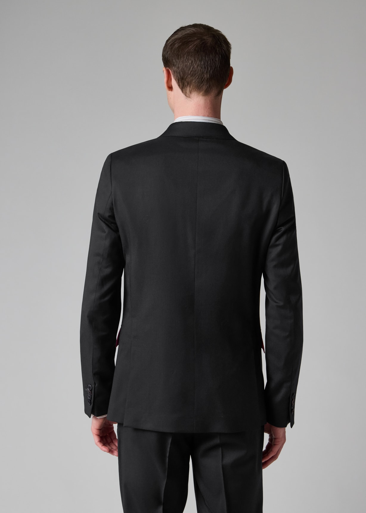 Men's Tailored-Fit Black Wool Twill Two-Button Suit