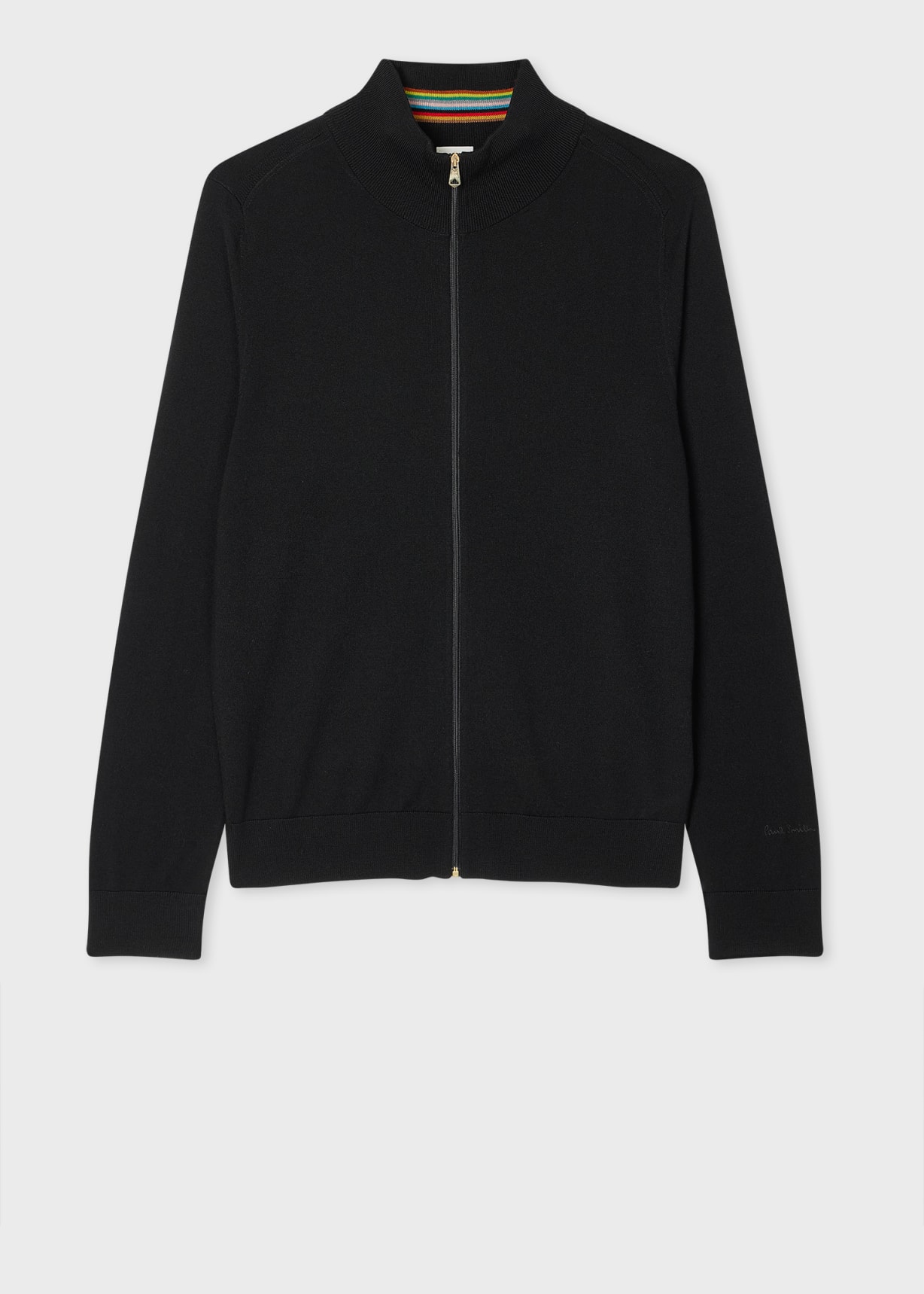 Black Merino Wool Full-Zip Cardigan Paul Smith
