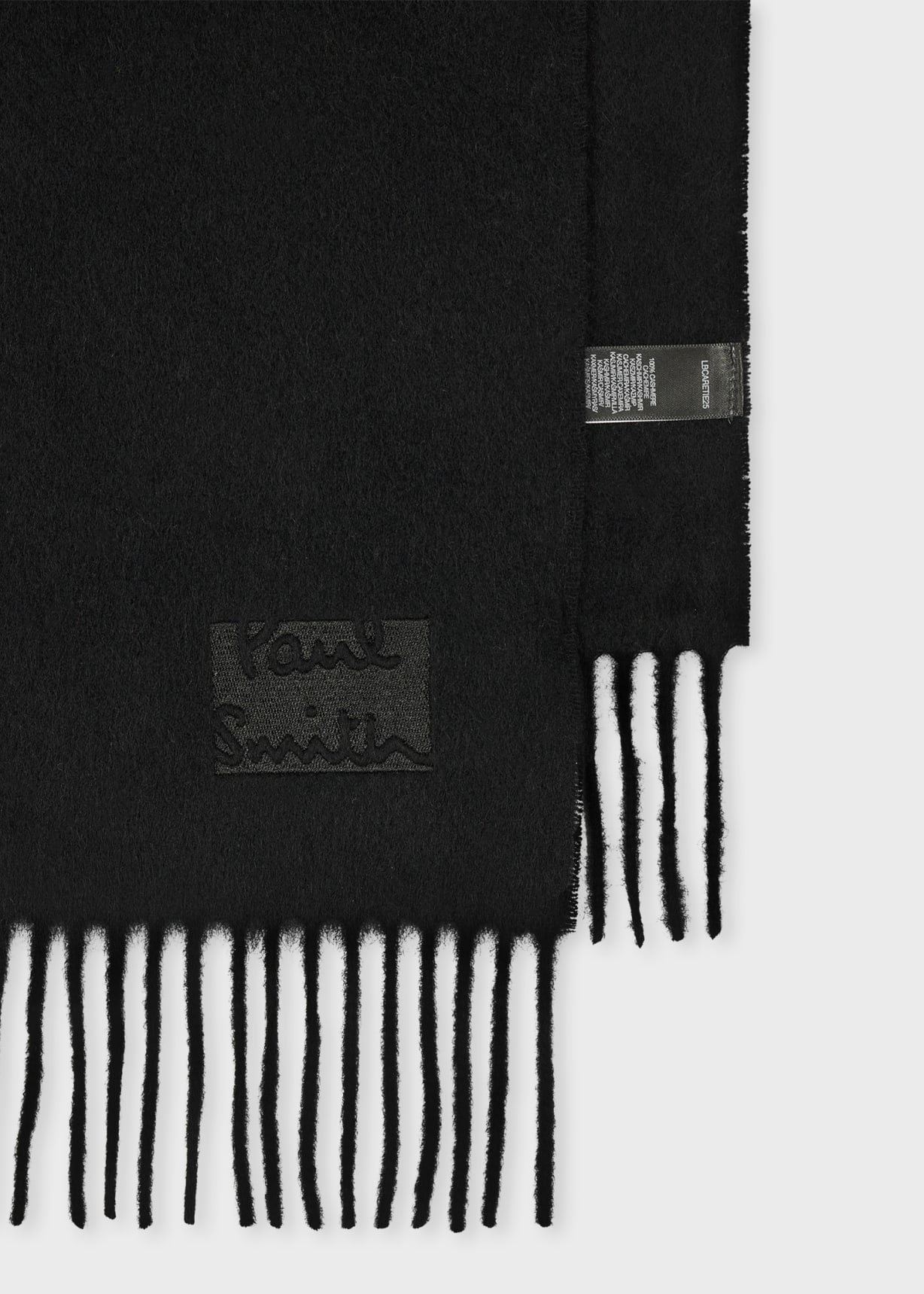 Black Cashmere Logo Scarf