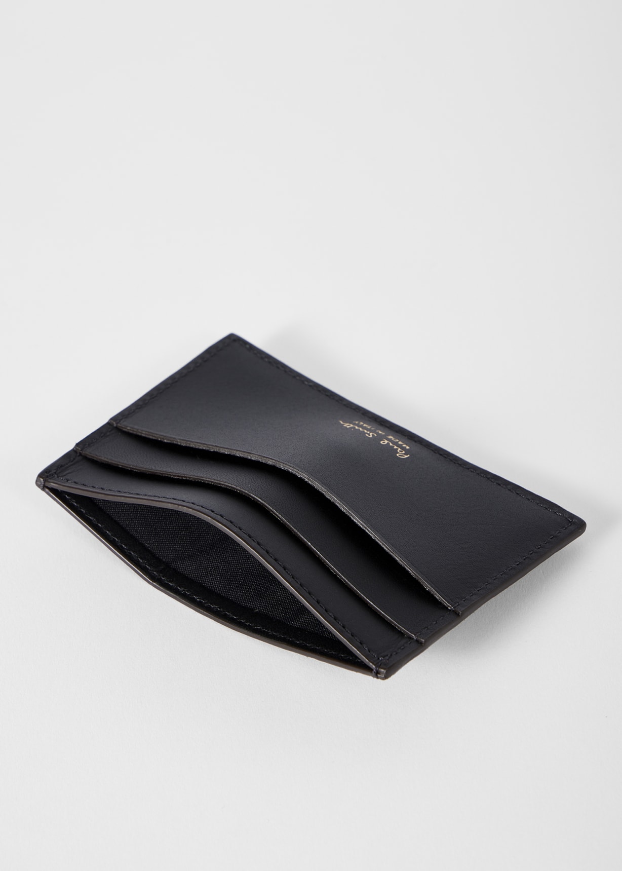 Men's Black Leather 'Signature Stripe' Coated Canvas Credit Card