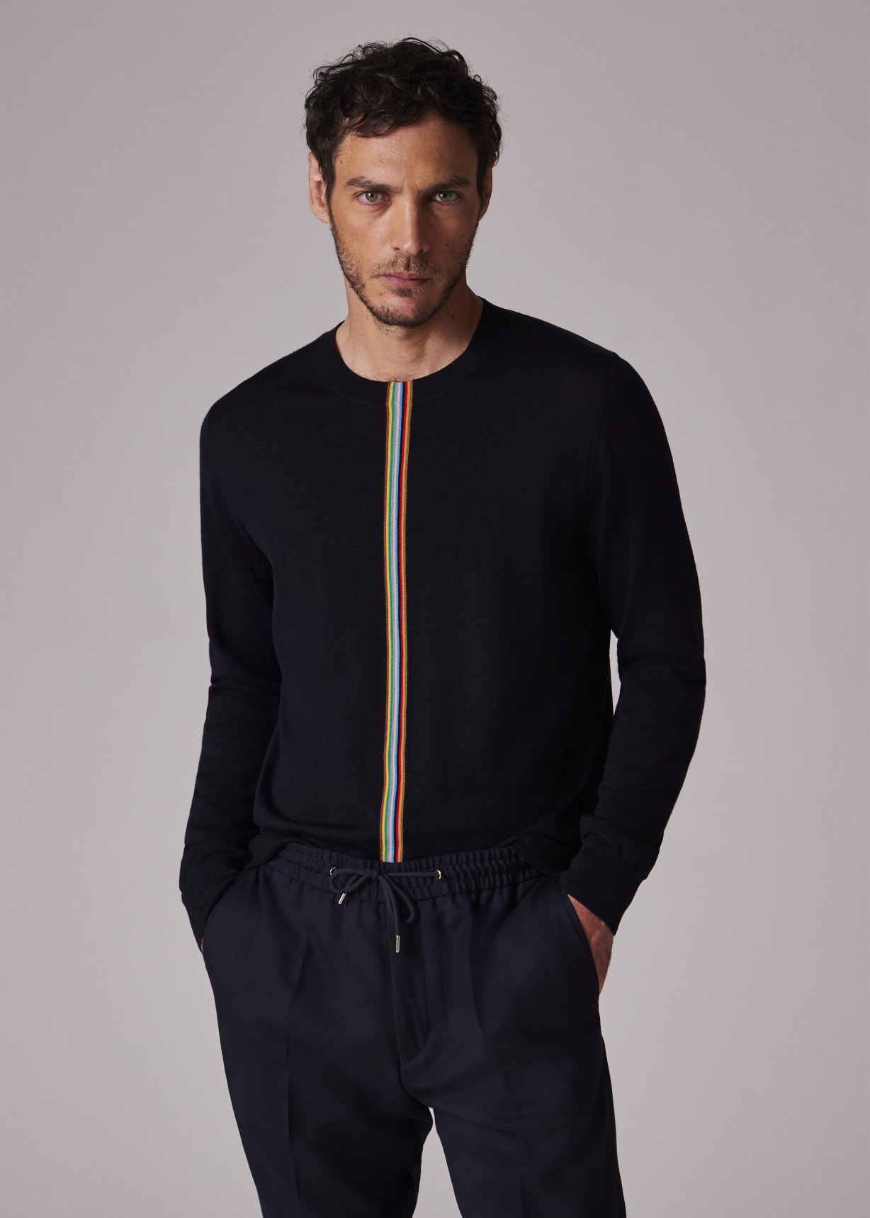 Men's Navy 'Signature Stripe' Merino Wool Sweater