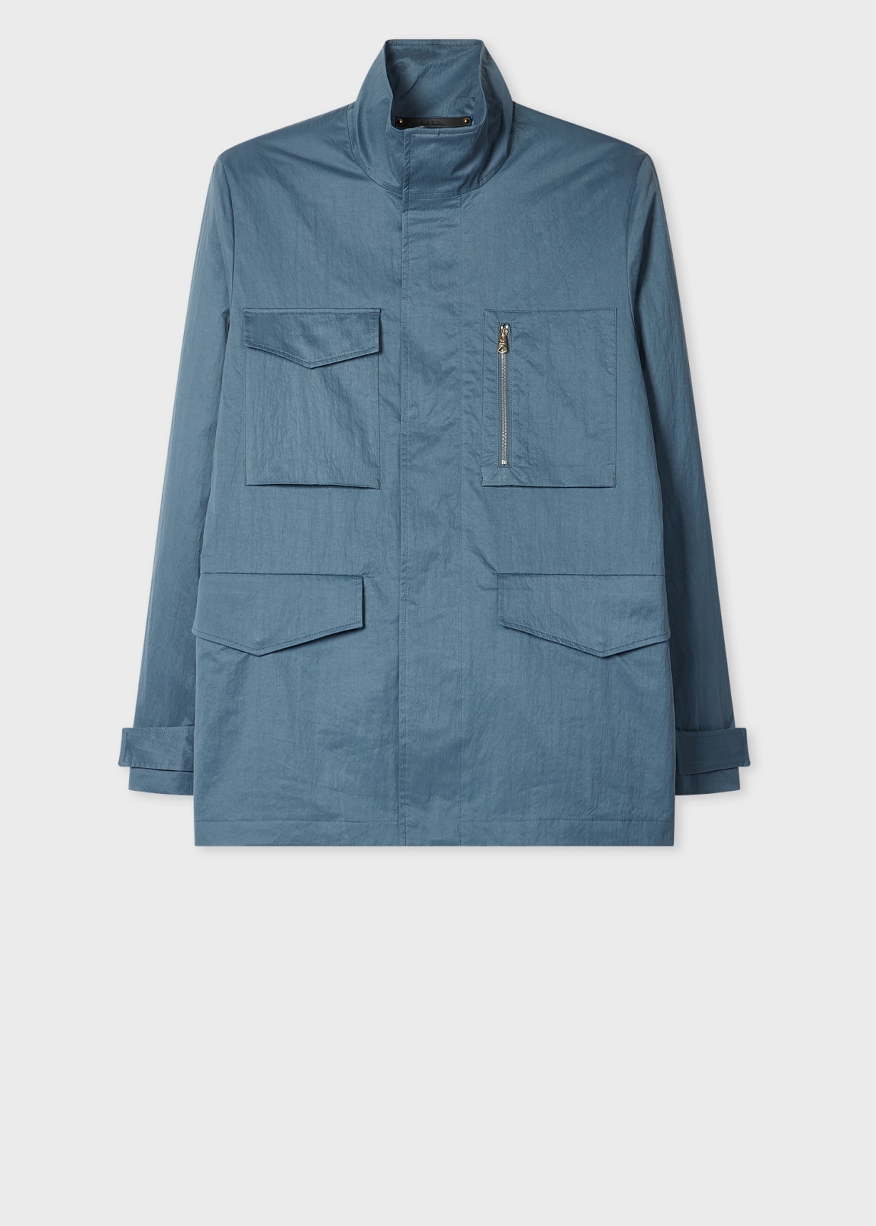 Men's Light Blue Nylon-Blend Water Resistant Field Jacket
