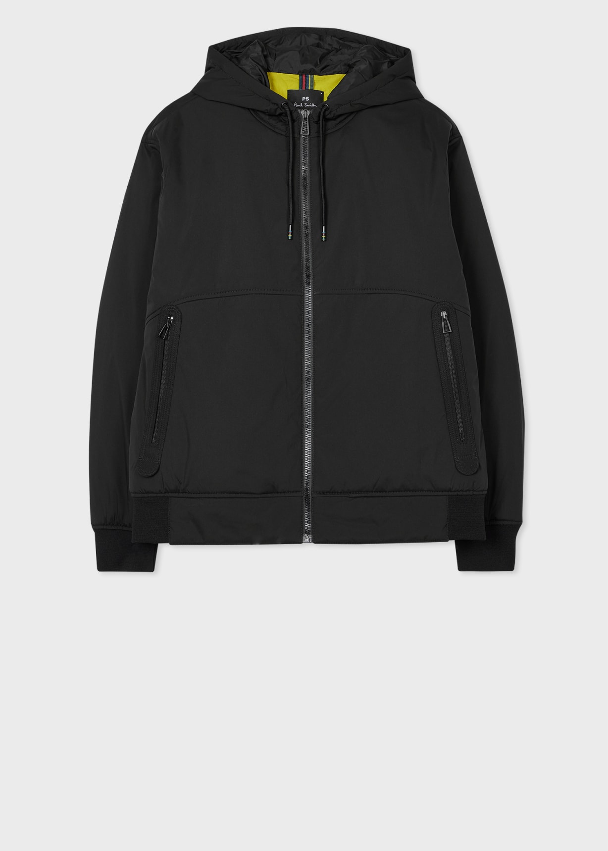 Men's Black Mixed Media Hooded Jacket