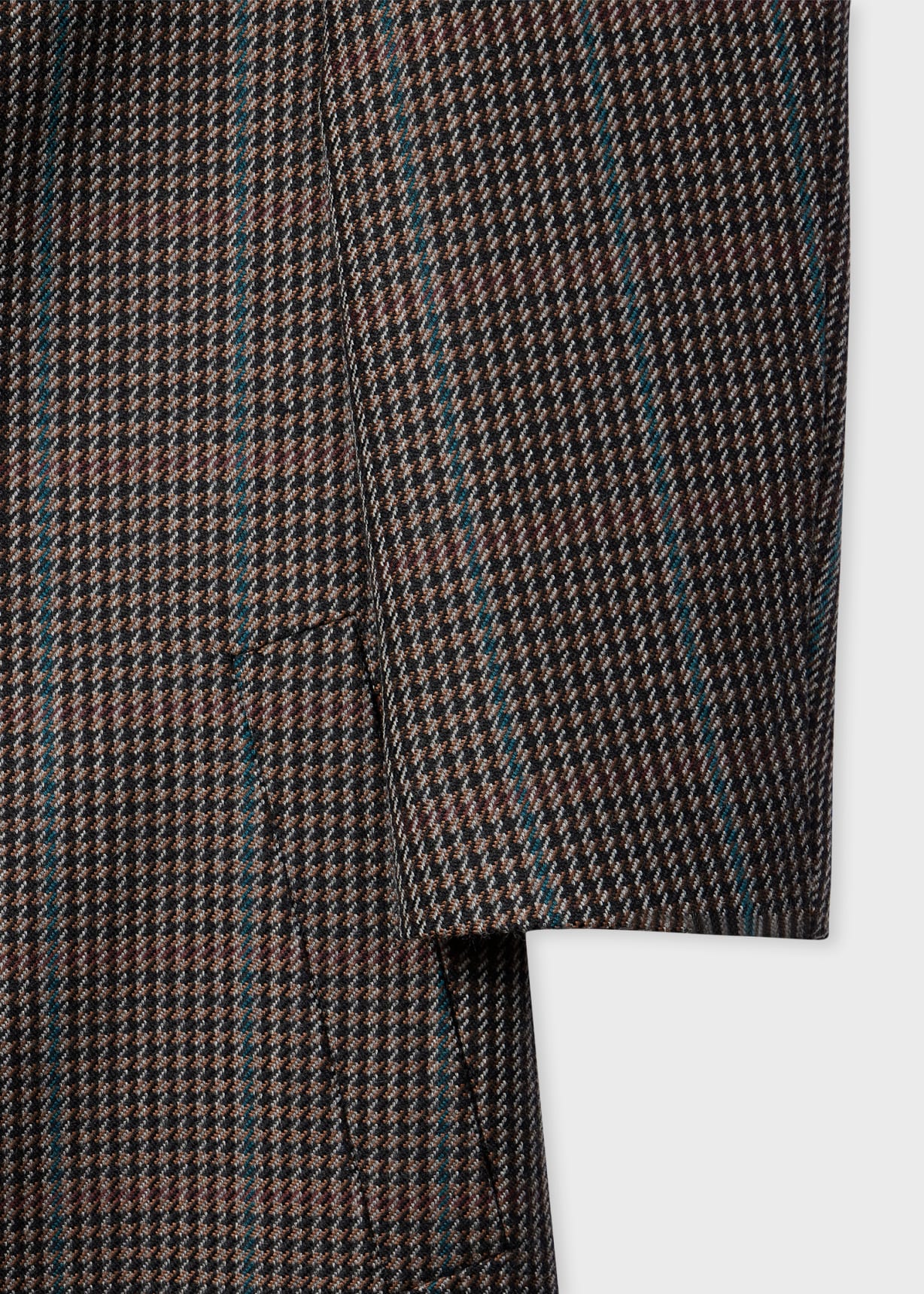 Men's Brown Multi-Houndstooth Wool-Blend Overcoat