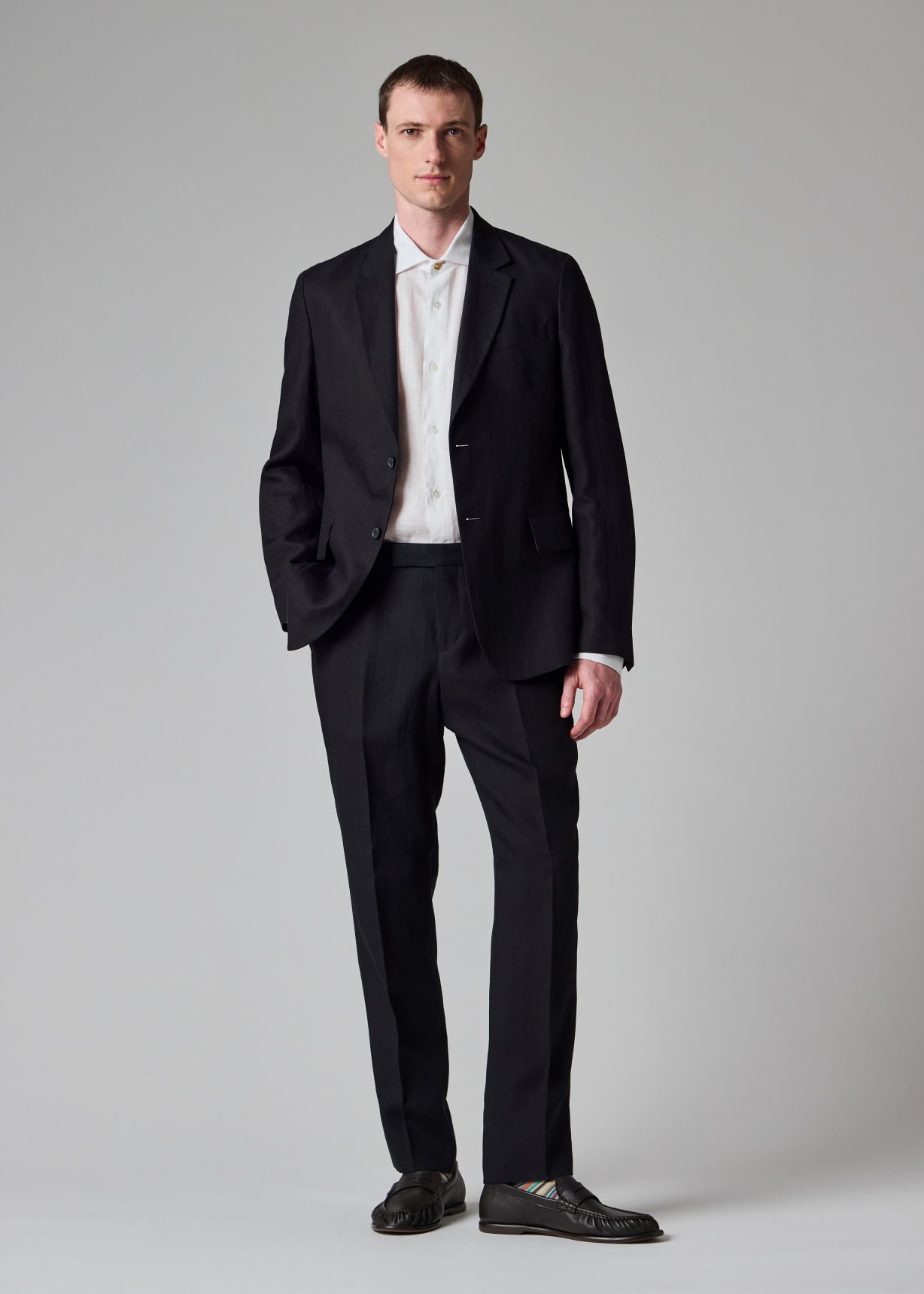 Men's Dark Navy Linen Buggy-Lined Blazer
