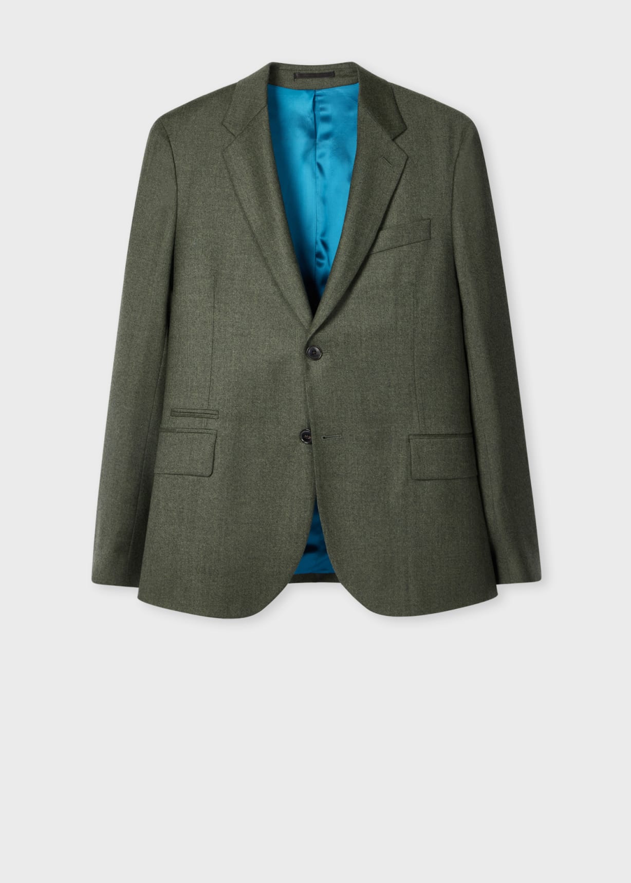 Men's Tailored-Fit Green Overdyed Wool-Cashmere Flannel Blazer