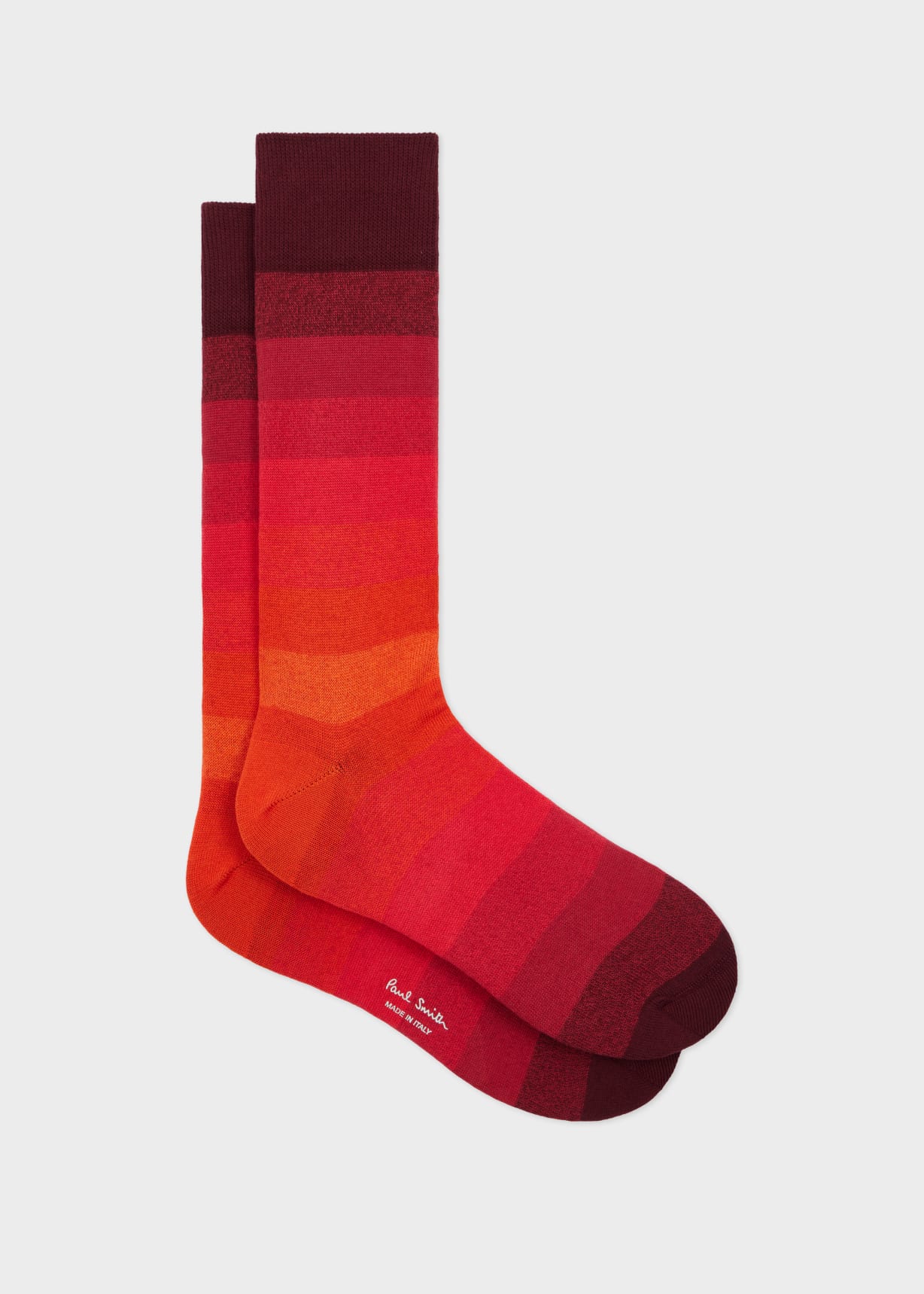 Red Cotton-Blend Ombre Stripe Socks