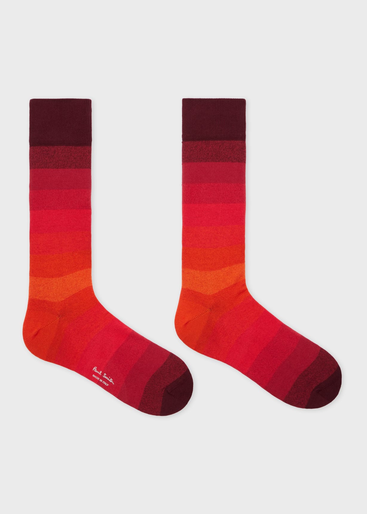 Red Cotton-Blend Ombre Stripe Socks
