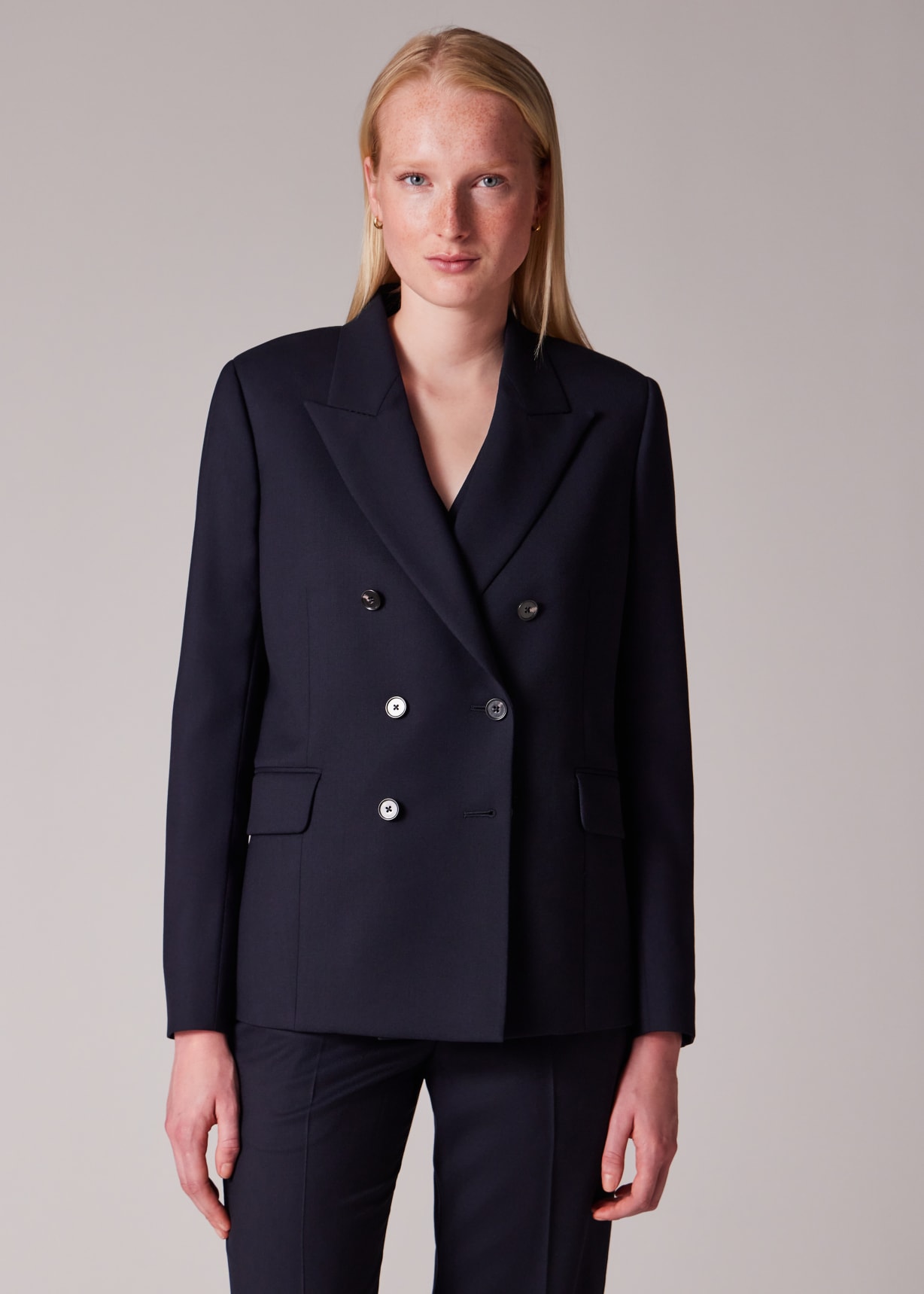 Women's A Suit To Travel In - Navy Wool Double Breasted Blazer