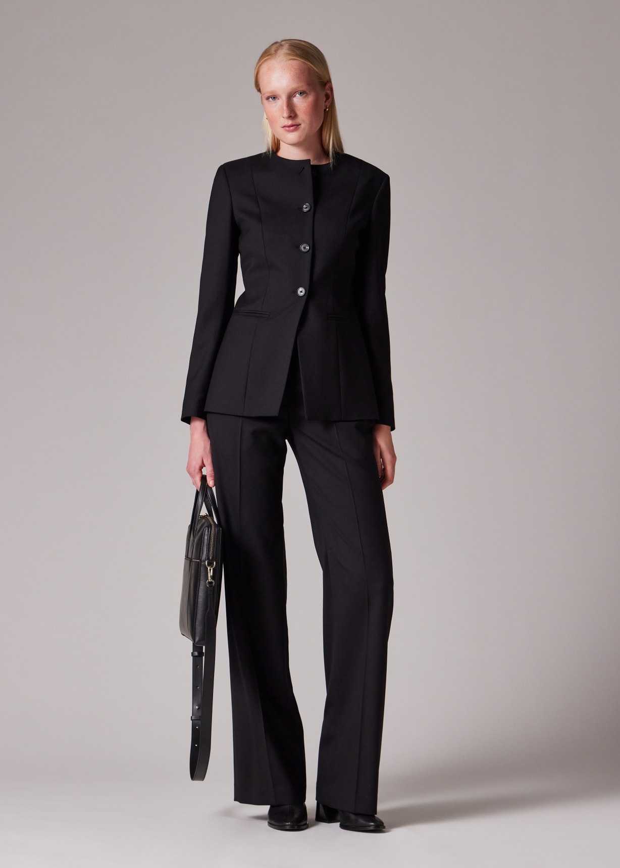 【タグ付き】paul smith セットアップスーツレディース黒無地M Women's A Suit To Travel In - Black Collarless Jacket