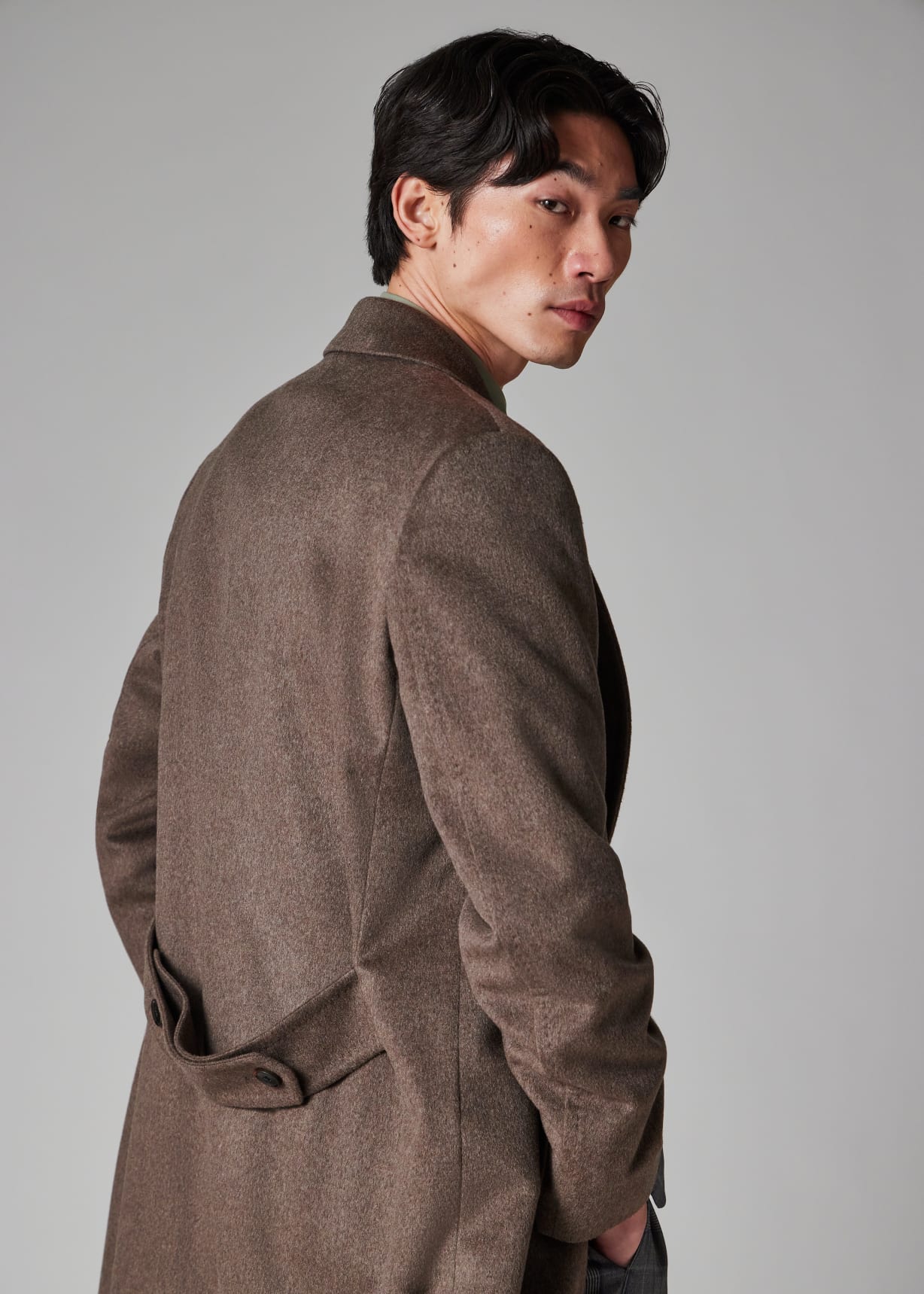Men's Taupe Wool-Cashmere Overcoat