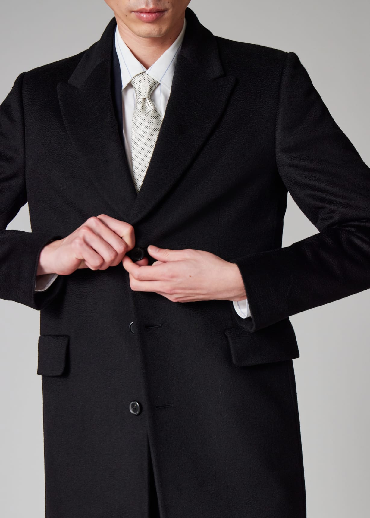 Men's Black Cashmere Epsom Coat