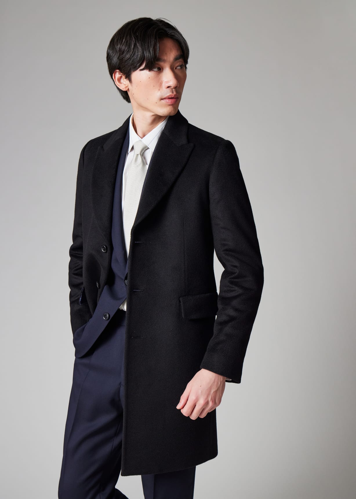 Men's Black Cashmere Epsom Coat