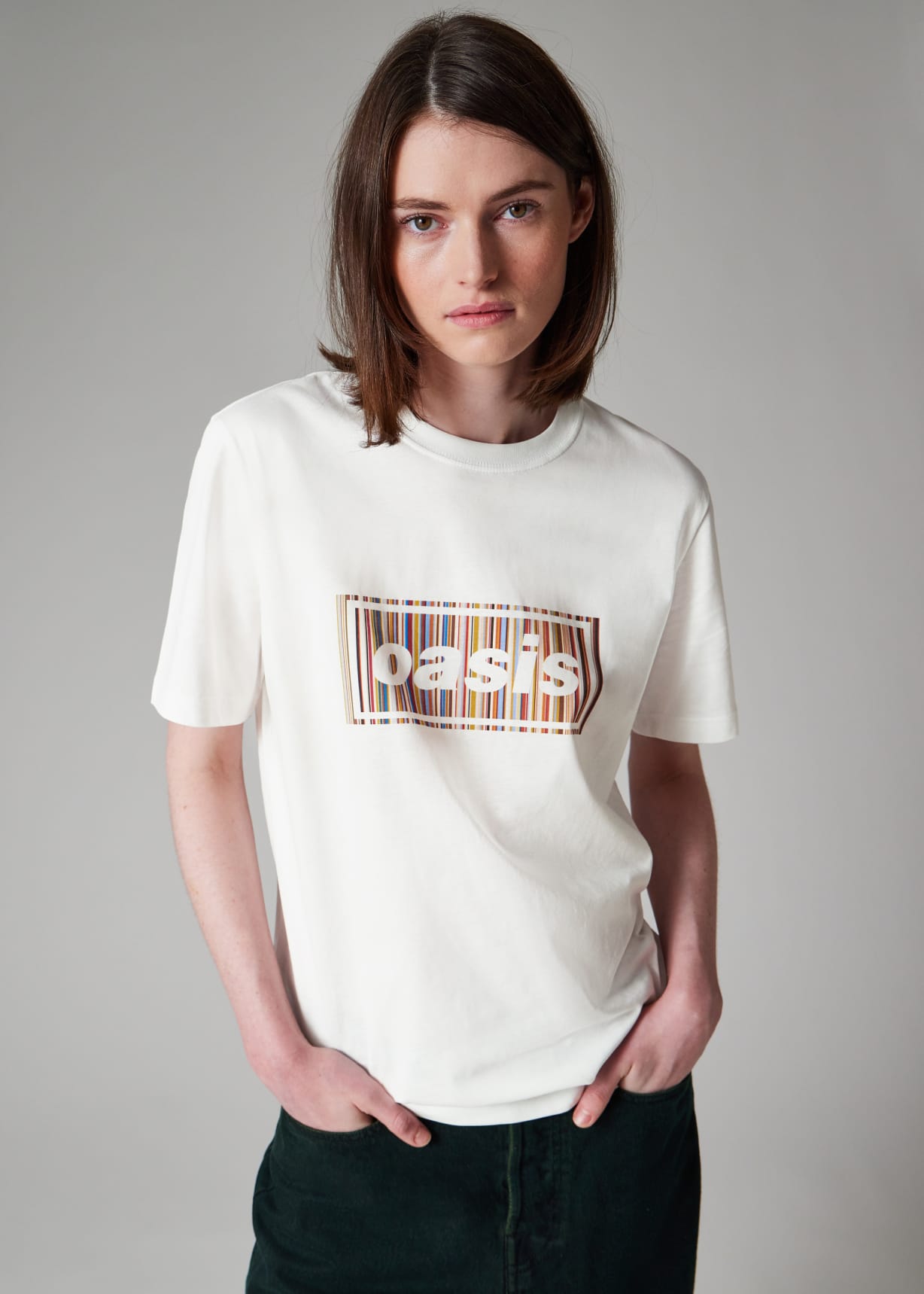 Paul Smith x Oasis - White 'Signature Stripe' Logo T-Shirt