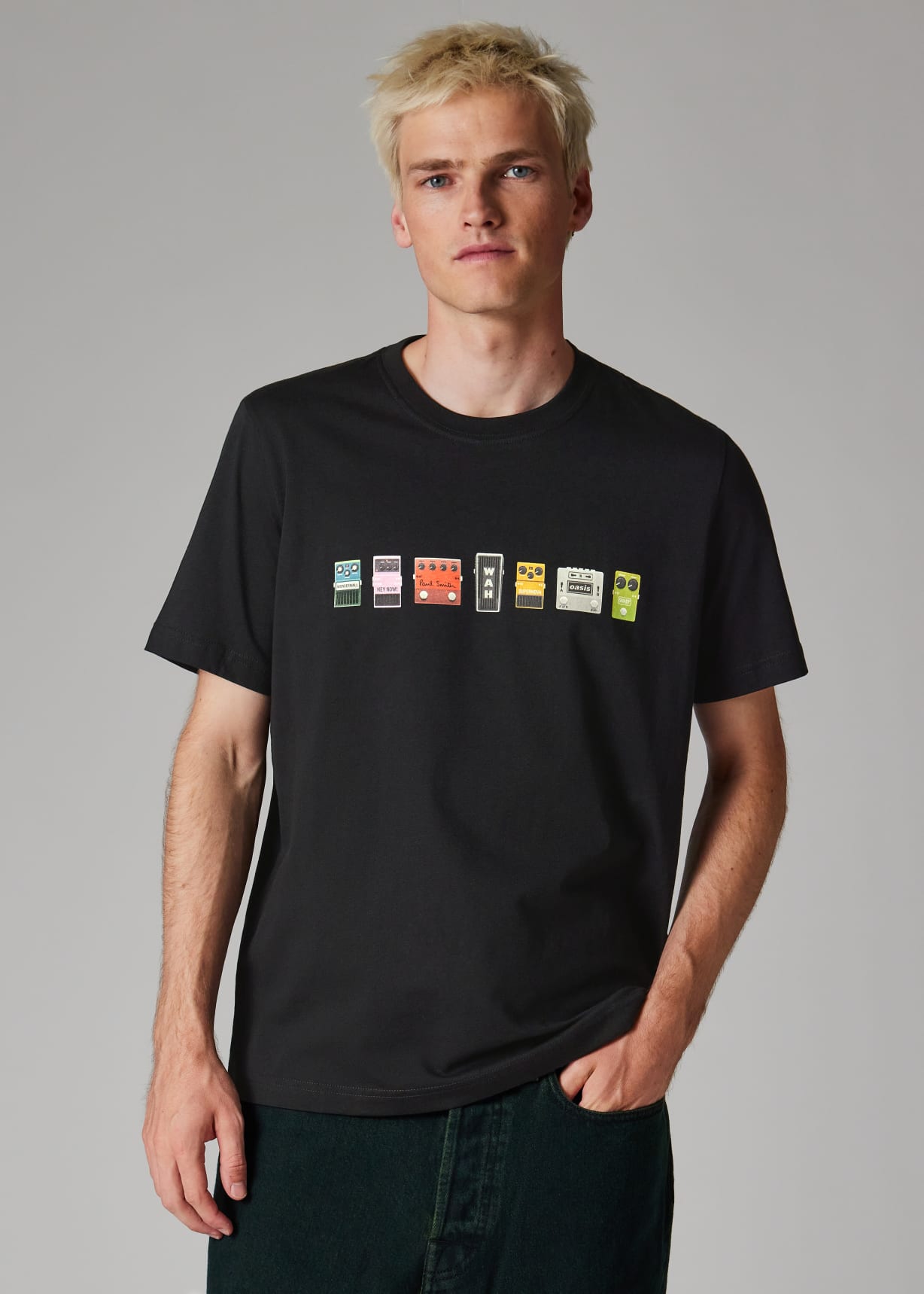 Paul Smith x Oasis - Black Guitar Pedals Print T-Shirt