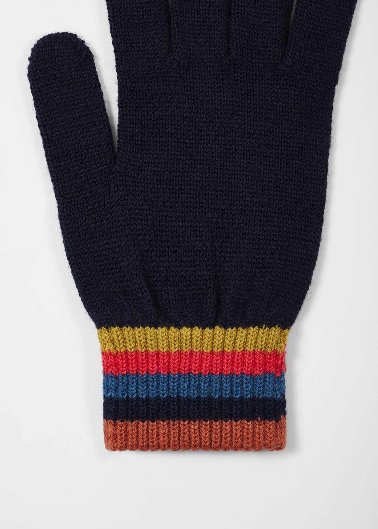 Navy Blue Merino Wool 'Artist Stripe' Gloves