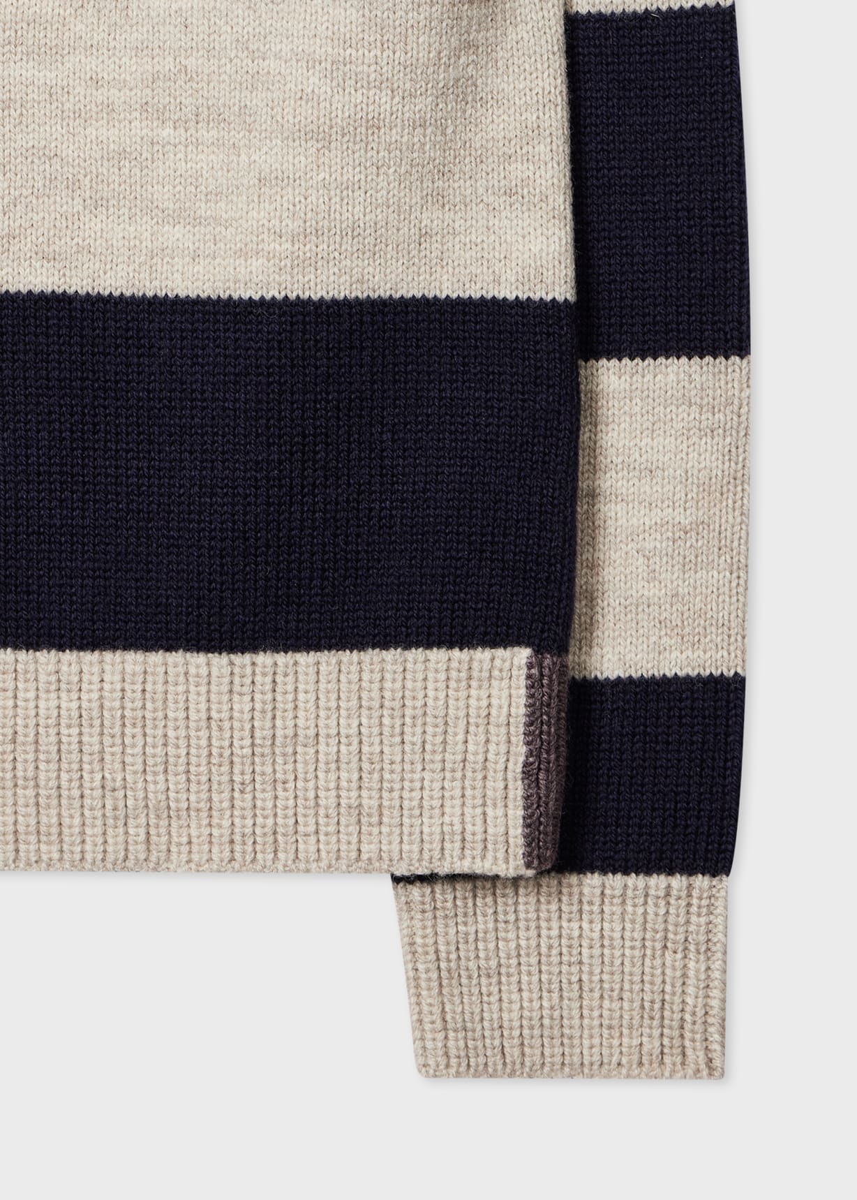 Men's Navy Block Stripe Knitted Polo Sweater