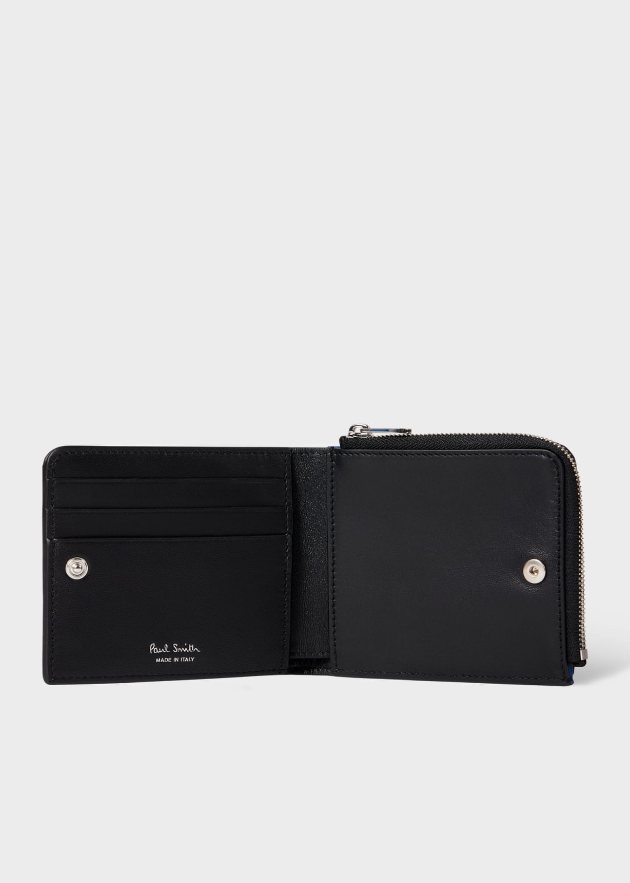 Paul Smithウォレット Men's Black Embossed Logo Zip Wallet