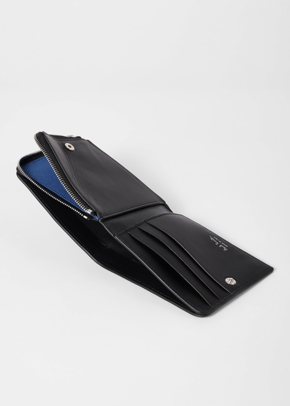 Men's Black Embossed Logo Zip Wallet