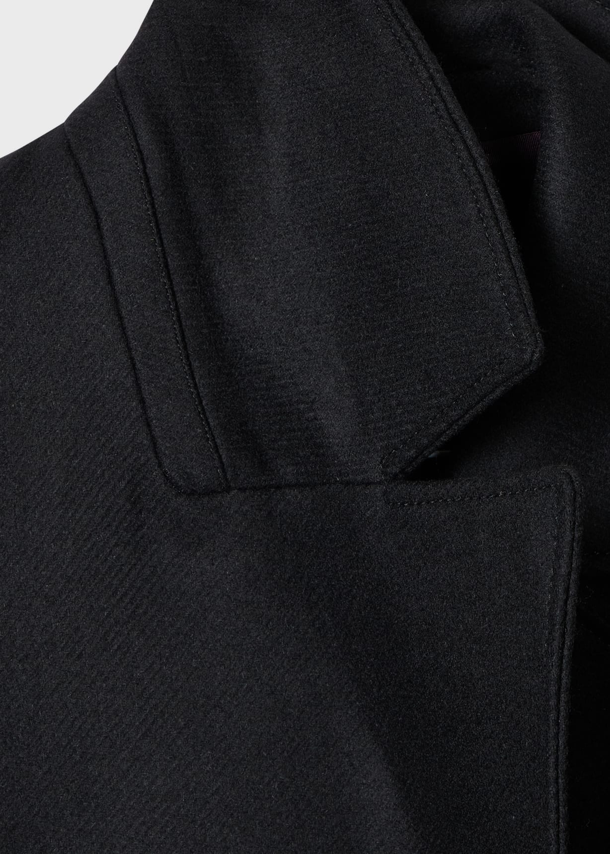 Women's Black Wool-Cashmere Blend Short Pea Coat