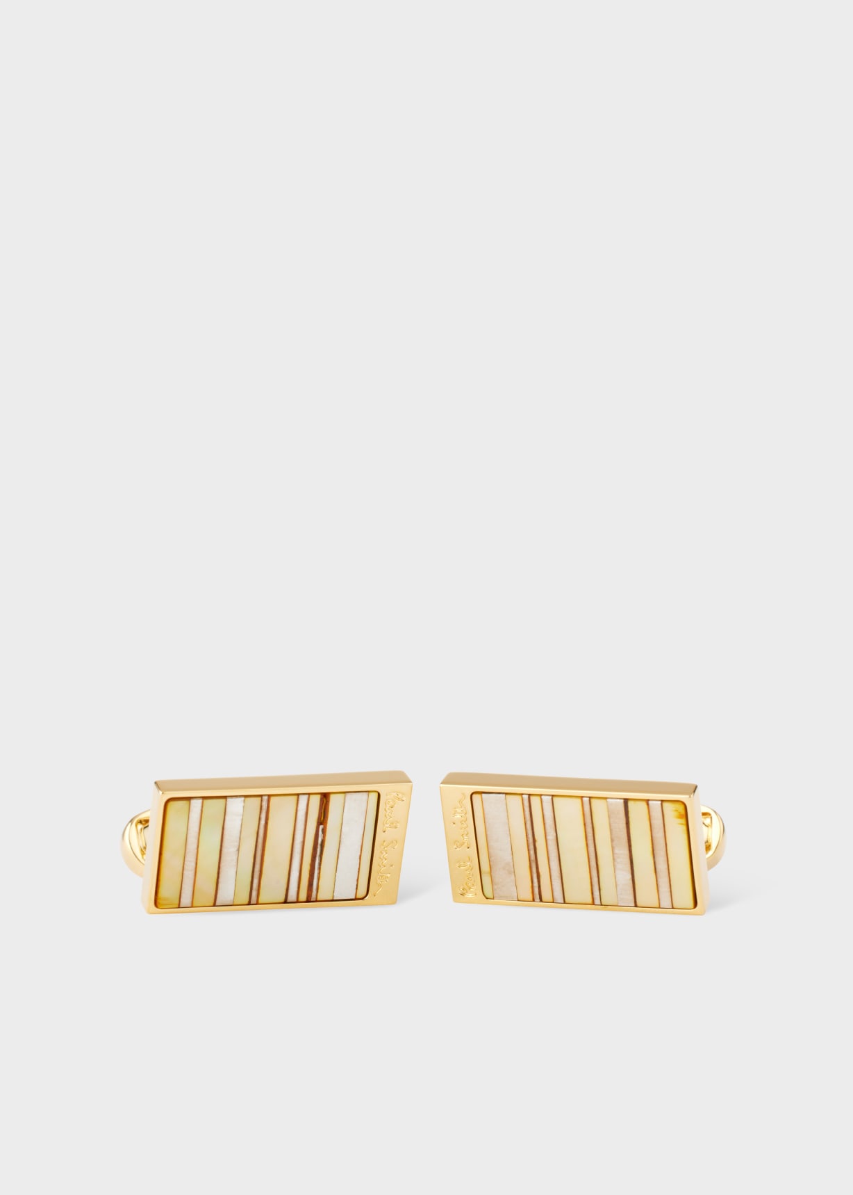 Men's Gold Mother-of-Pearl 'Stripe' Cufflinks