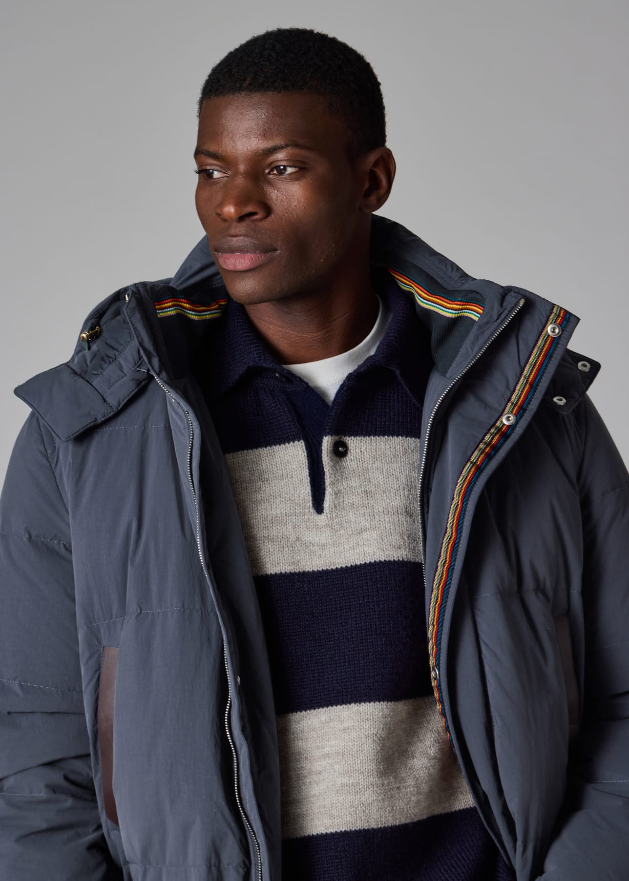 Men's Navy Long Padded Parka