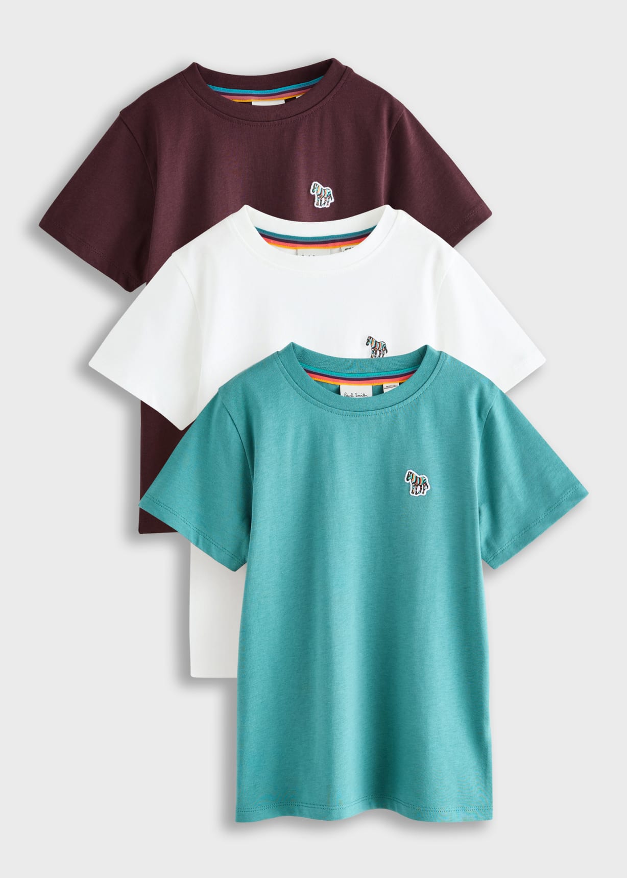Paul Smith Junior ゼブラ Tシャツ 130cm 3-13 Years Maroon, White & Blue Zebra T-Shirts 3 Pack