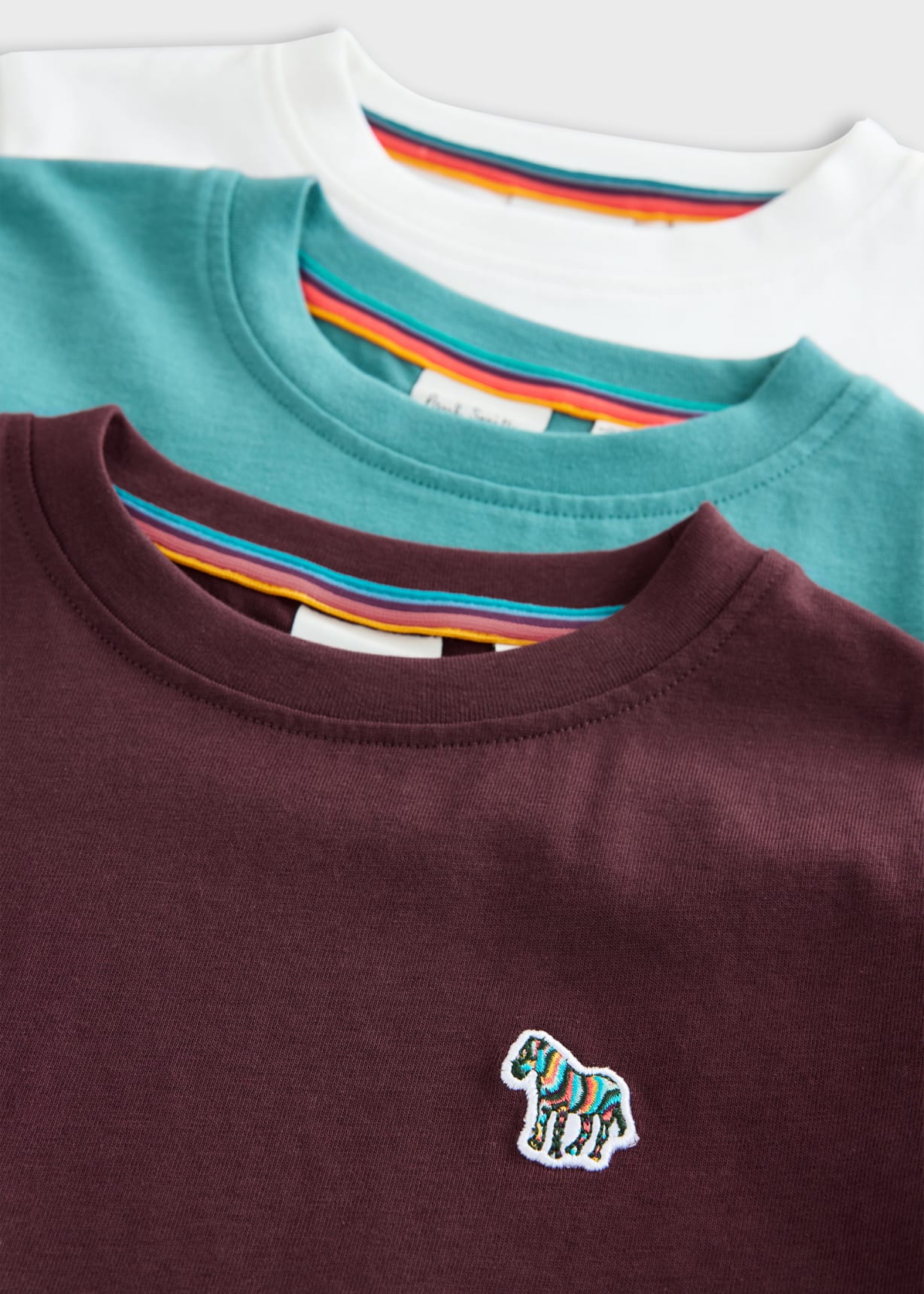 3-13 Years Maroon, White & Blue Zebra T-Shirts 3 Pack