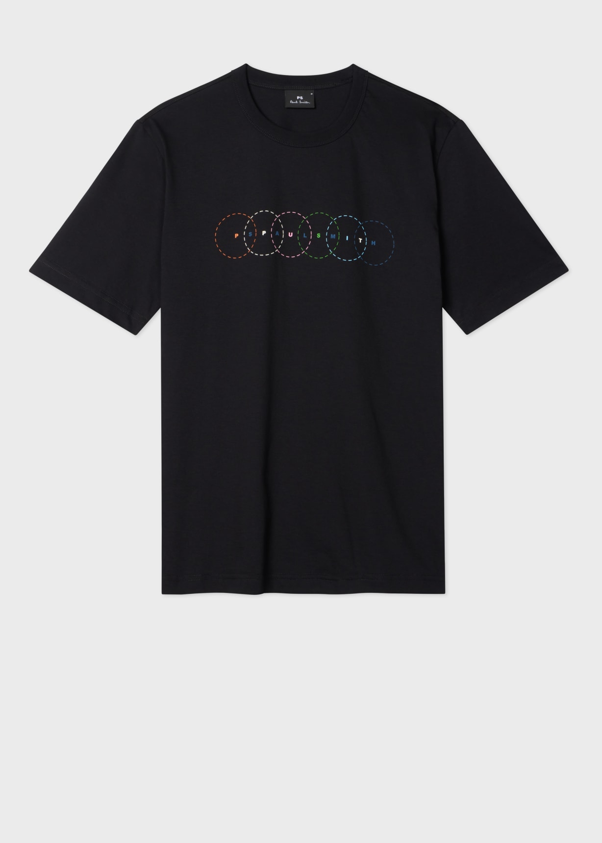 Men's Black Multi Circles Print T-Shirt
