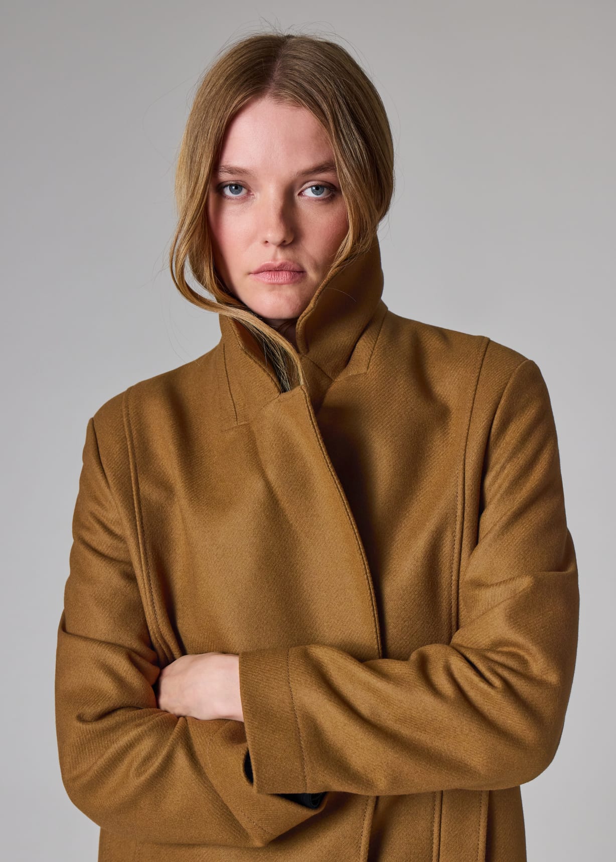 Women's Brown Wool-Cashmere Blend Pea Coat