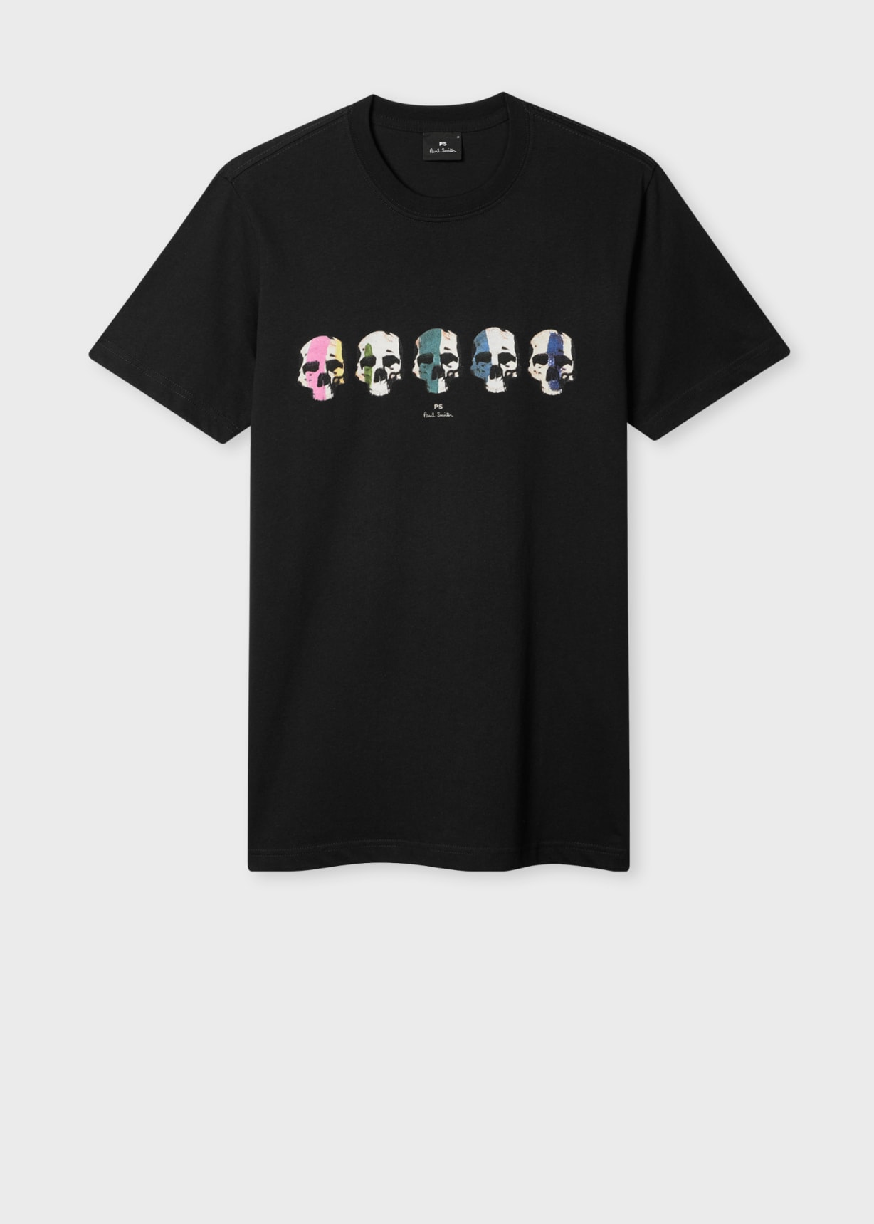 Men's Slim-Fit Black 'Multicolour Skull' T-Shirt