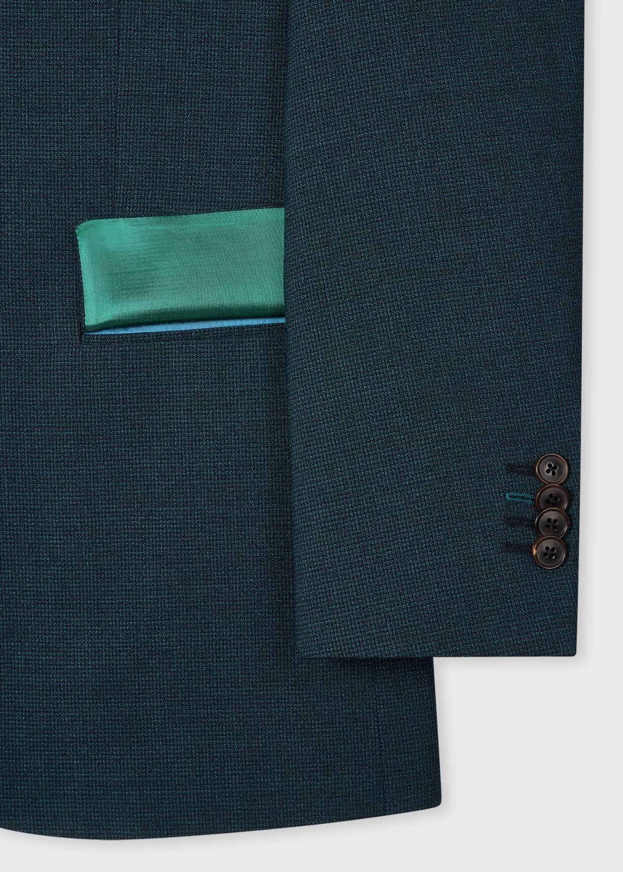Men's Tailored-Fit Teal Micro Houndstooth Wool Suit
