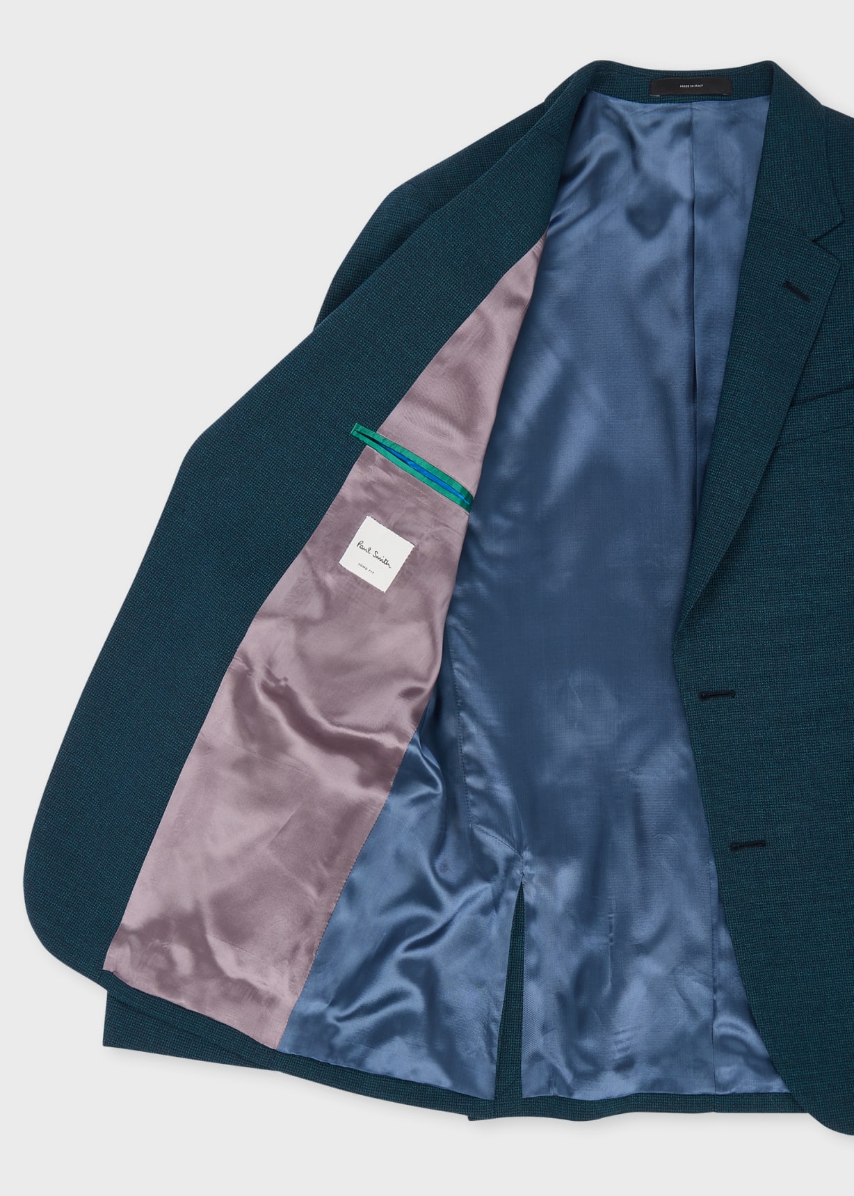 Men's Tailored-Fit Teal Micro Houndstooth Wool Suit